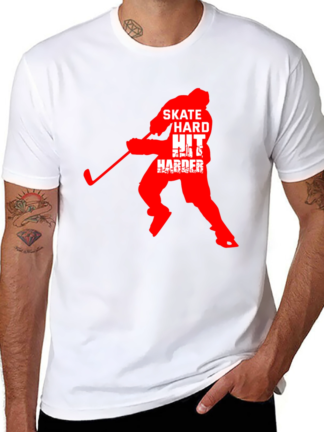 Black Hockey T-Shirt: Skate Hard, Hit Harder! view 8