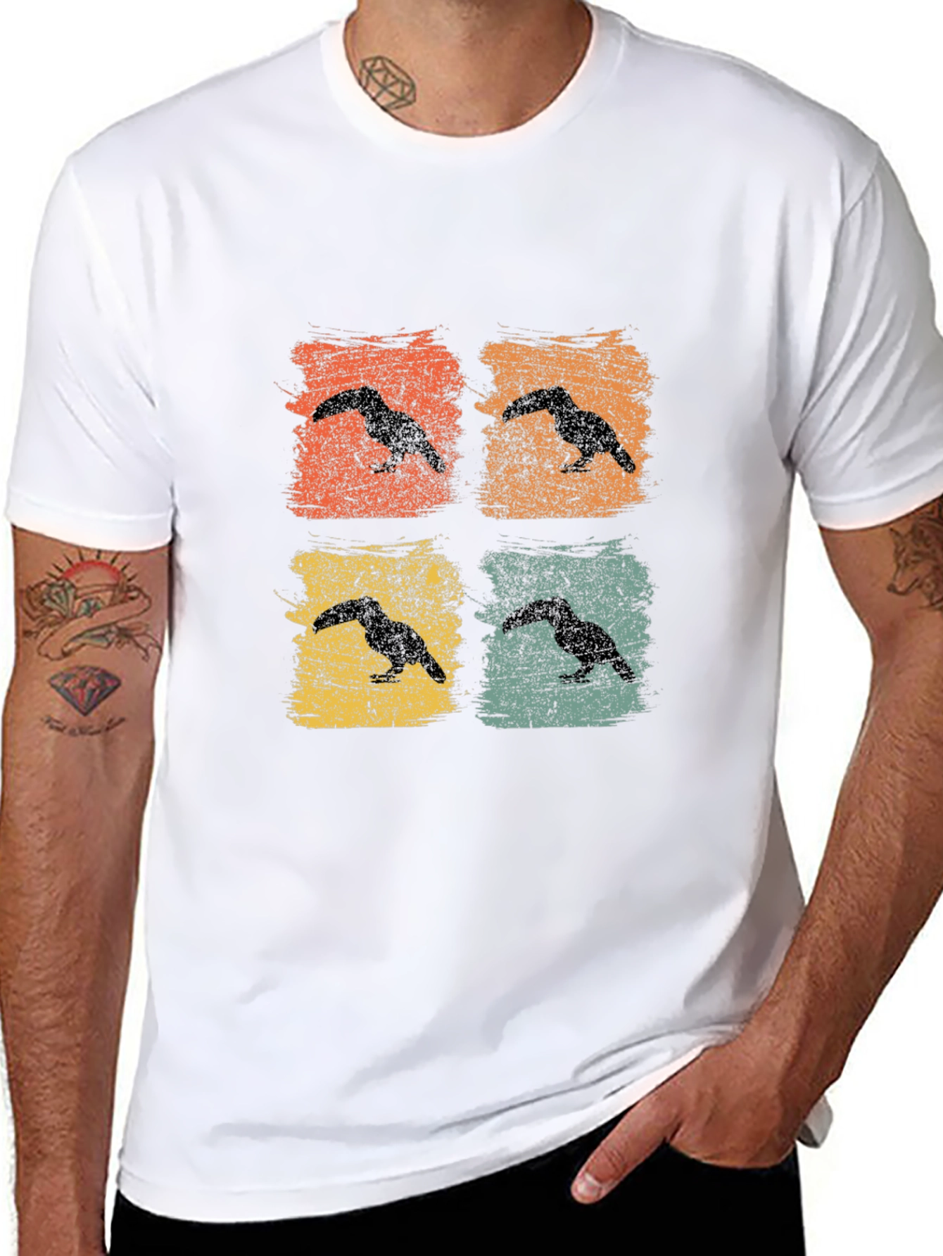 Black Retro Toucan Graphic T-Shirt view 8