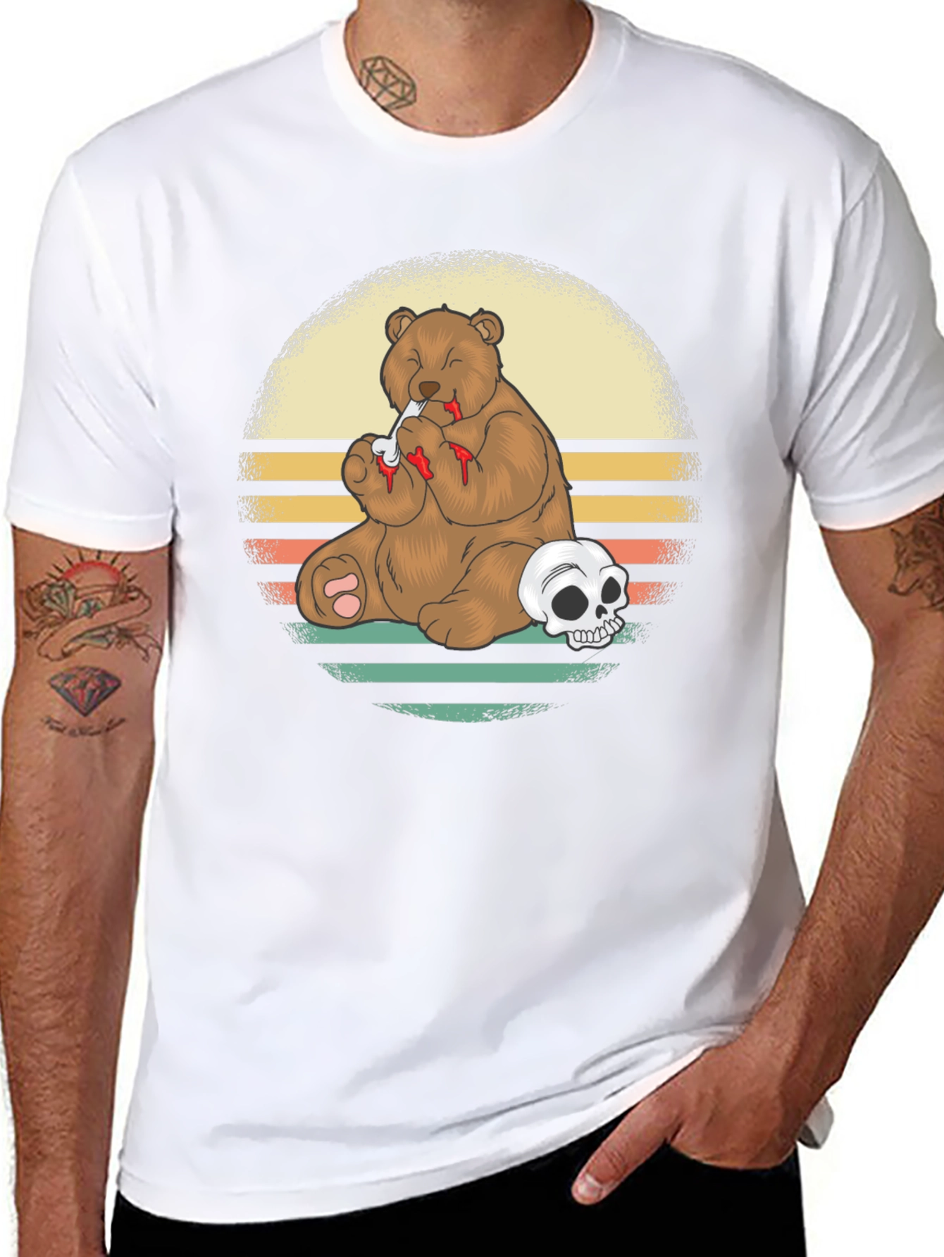 Black Grizzly Bear Skull T-Shirt - Funny Graphic Tee view 8