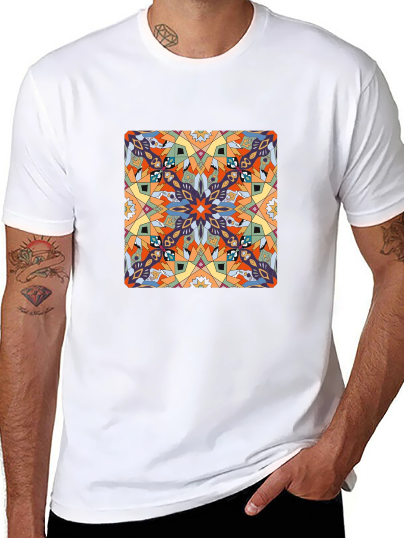 Abstract Pattern Graphic Print Tee - Black - 8