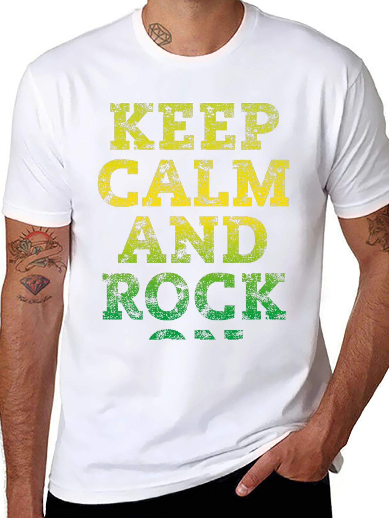 Black Keep Calm and Rock On Black T-Shirt view 8