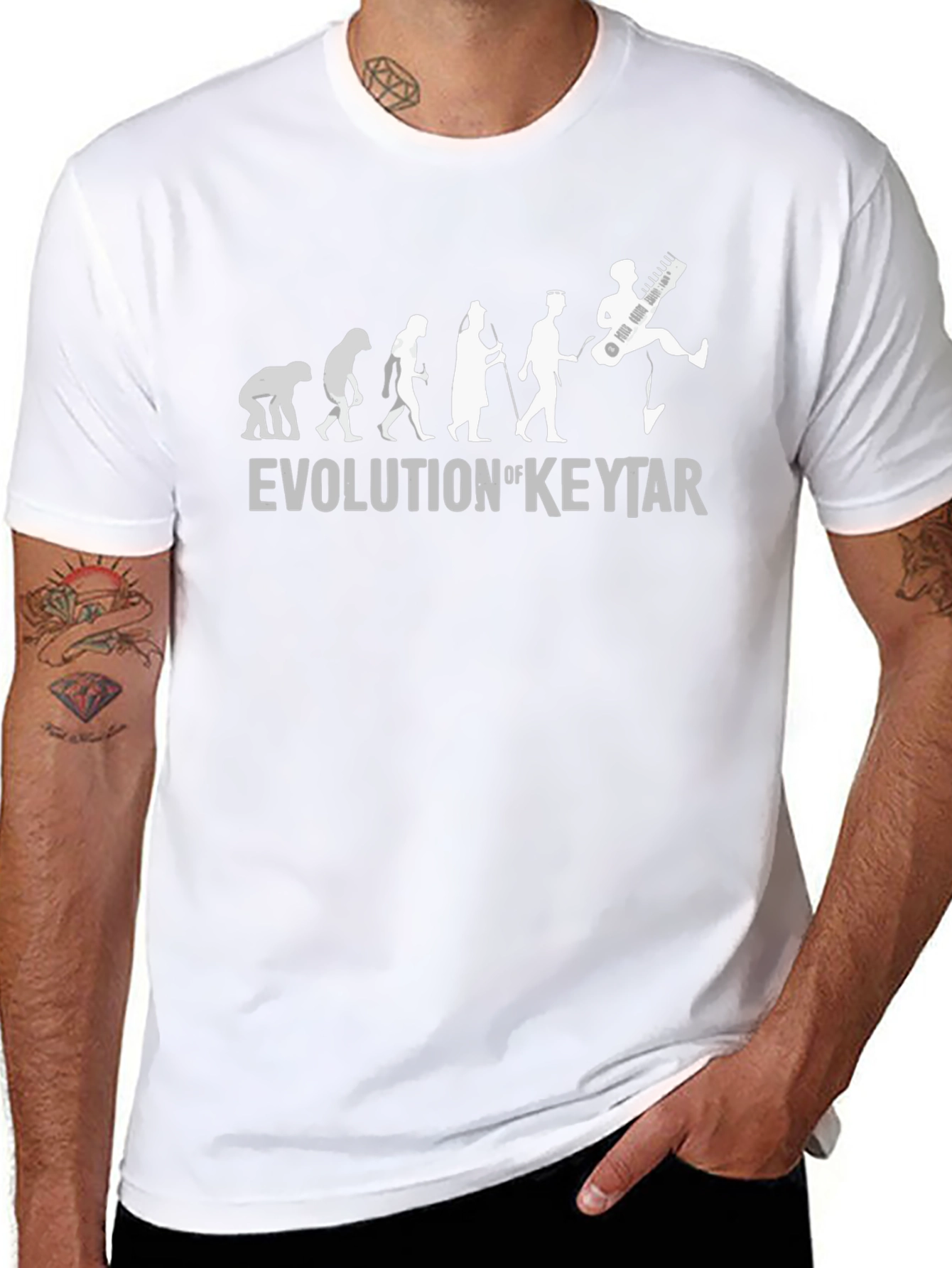 Black Evolution of Keytar T-Shirt - Funny Music Tee view 8