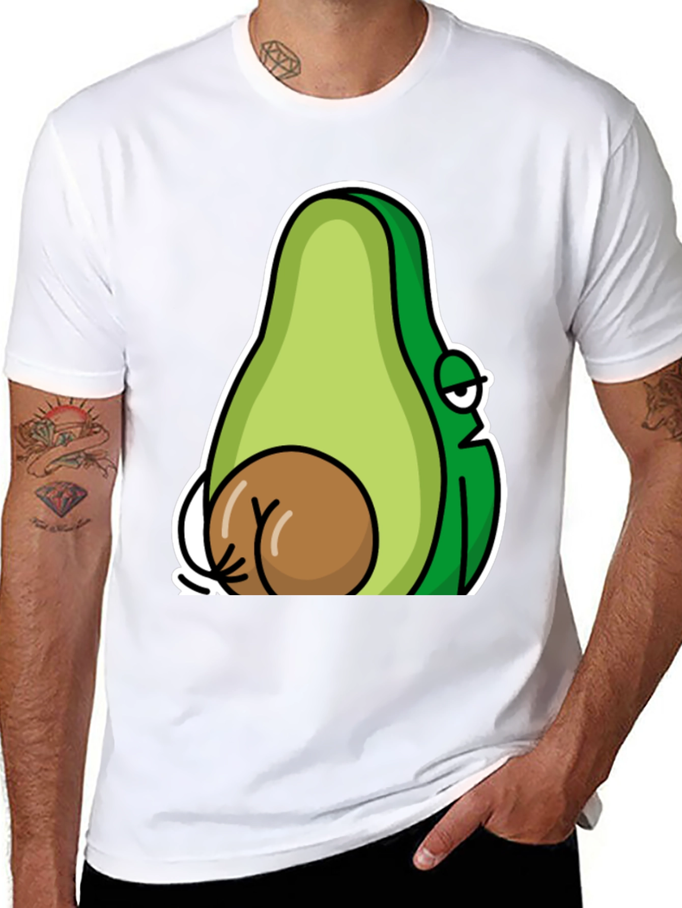 Black Funny Avocado T-Shirt - Novelty Graphic Tee view 8