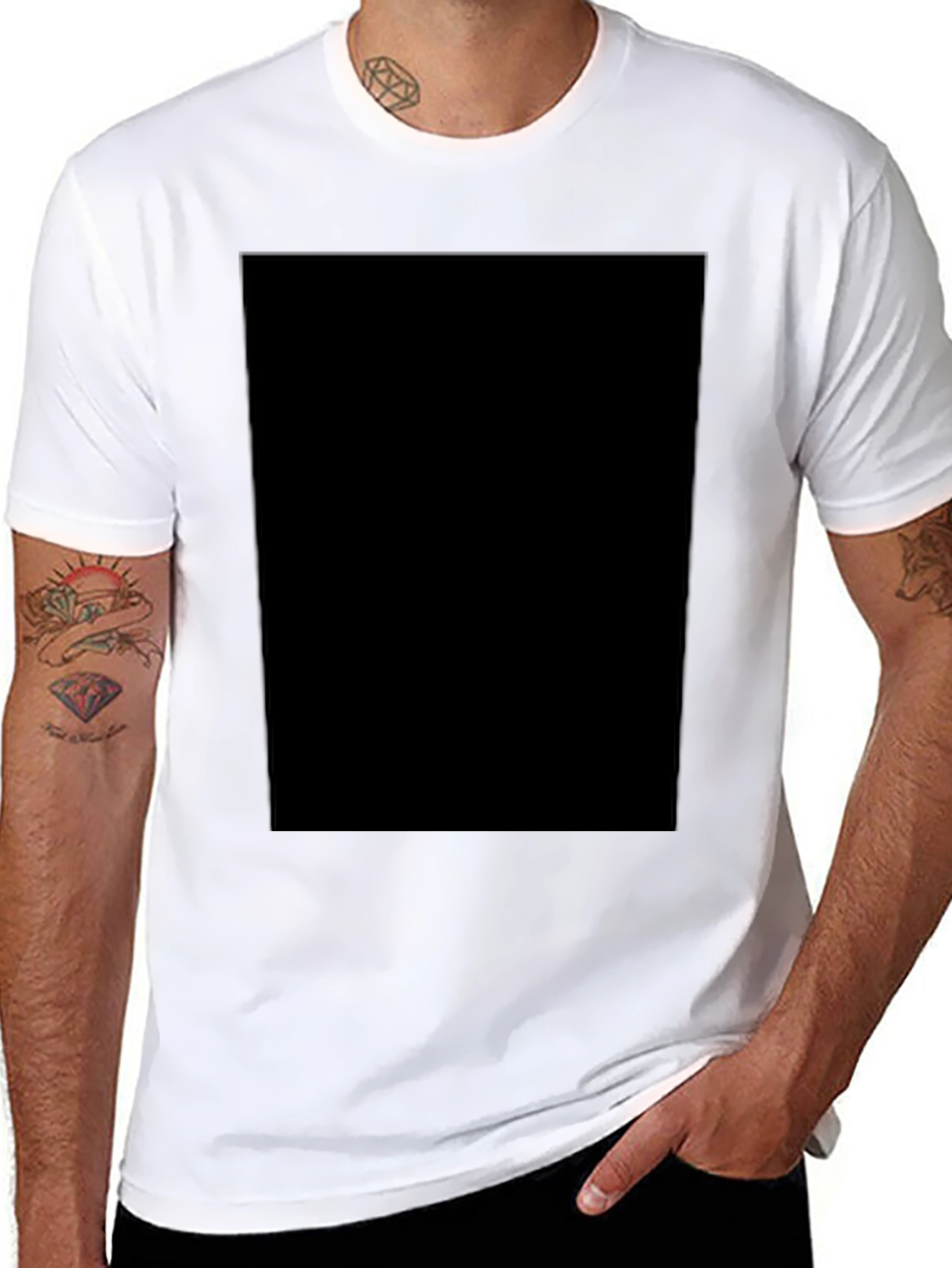 Black Men's Basic Black Short Sleeve T-Shirt view 8