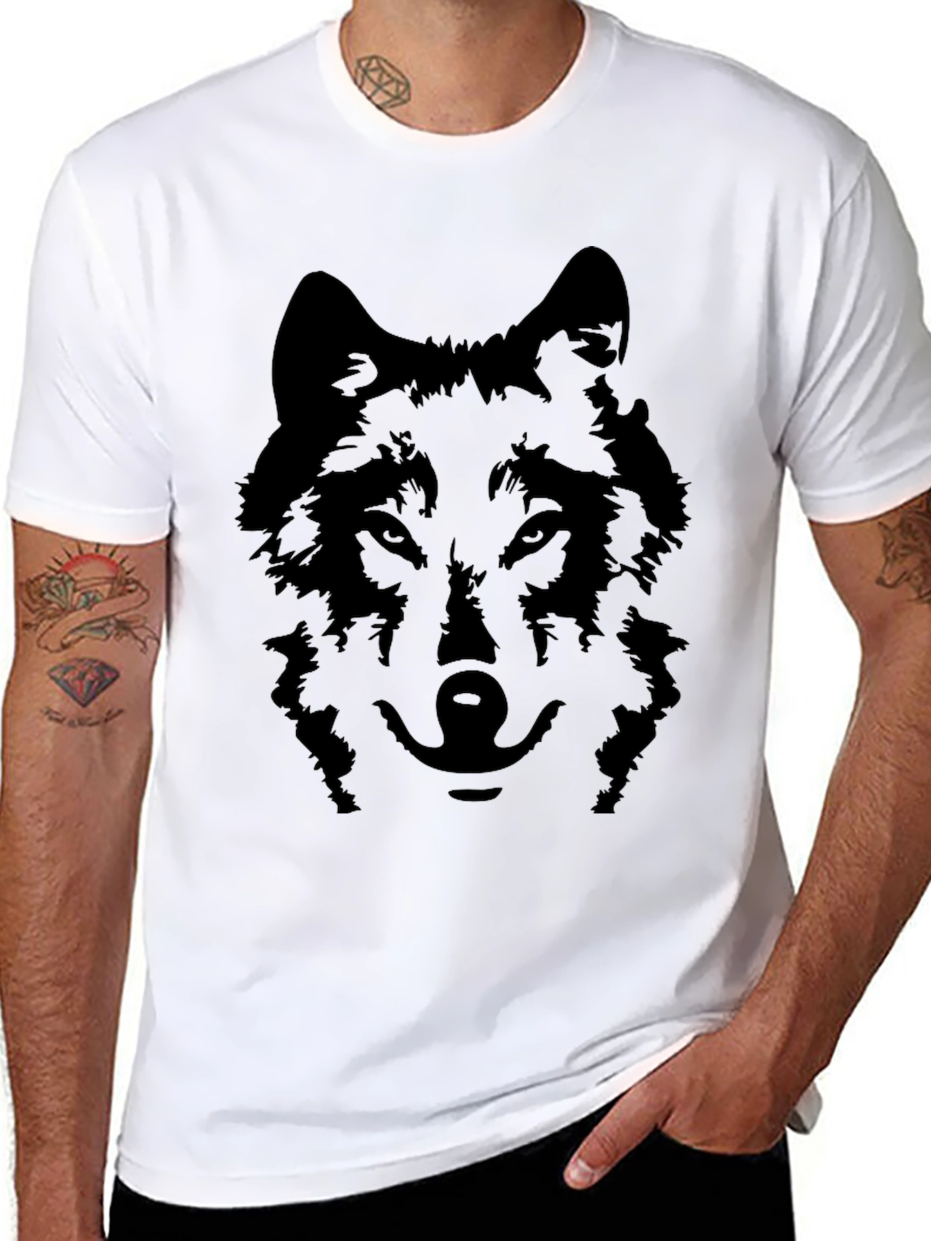 Black Black Wolf Graphic Tee - Men's Short Sleeve T-Shirt view 8