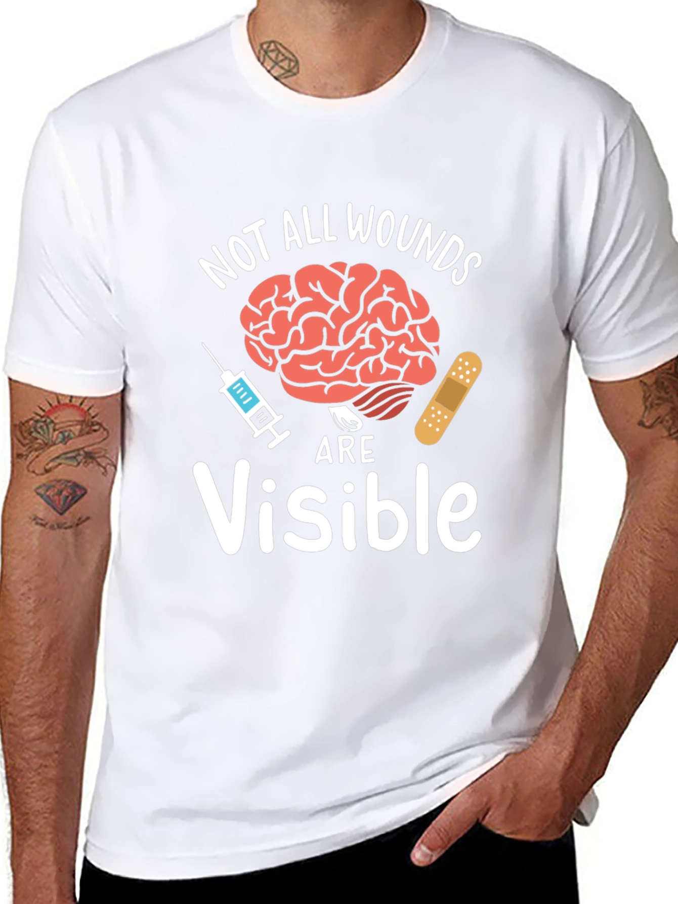 Black Not All Wounds Are Visible T-Shirt Mental Health Awareness  view 8