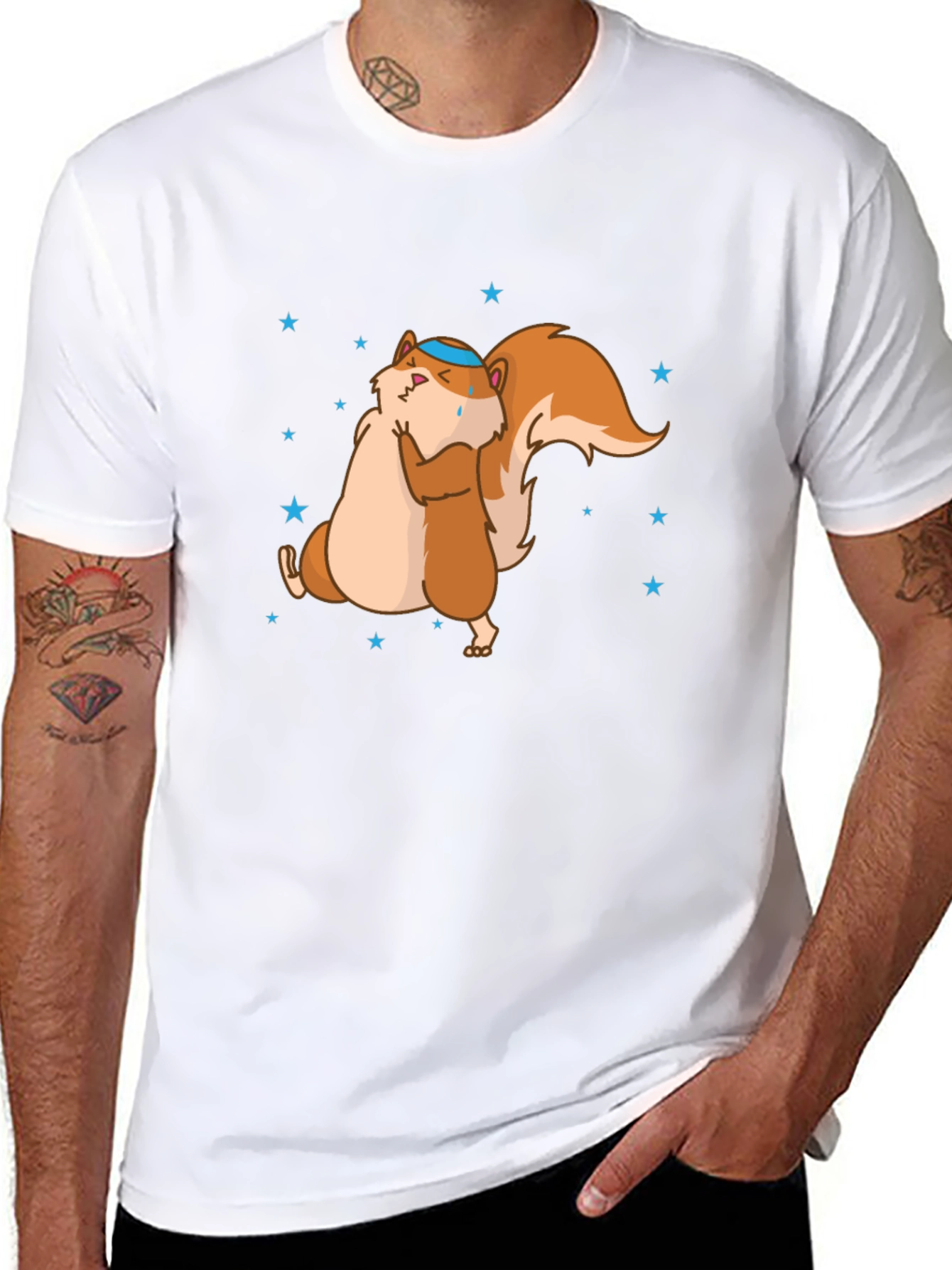 Black Funny Squirrel Hug T-Shirt - Unisex Cotton Tee view 8