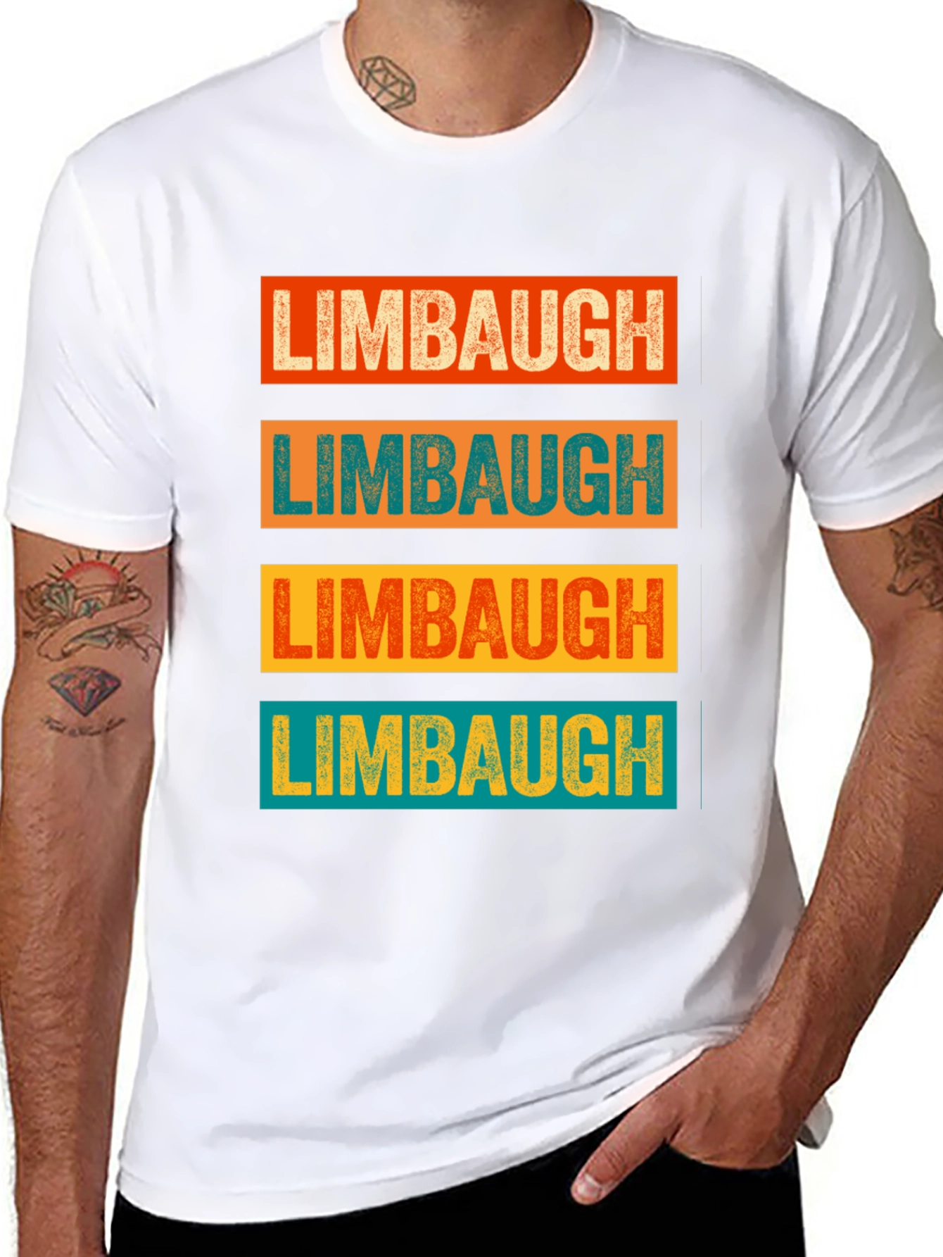 Black Limbaugh T-Shirt Retro Style Graphic Tee view 8
