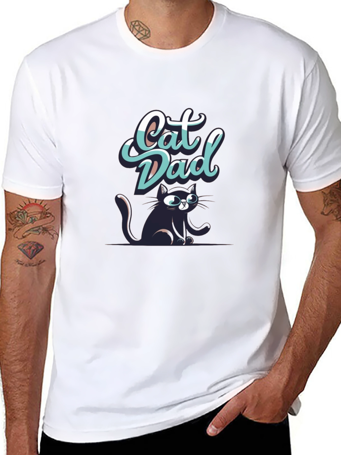 Black Cat Dad Graphic T-Shirt view 8