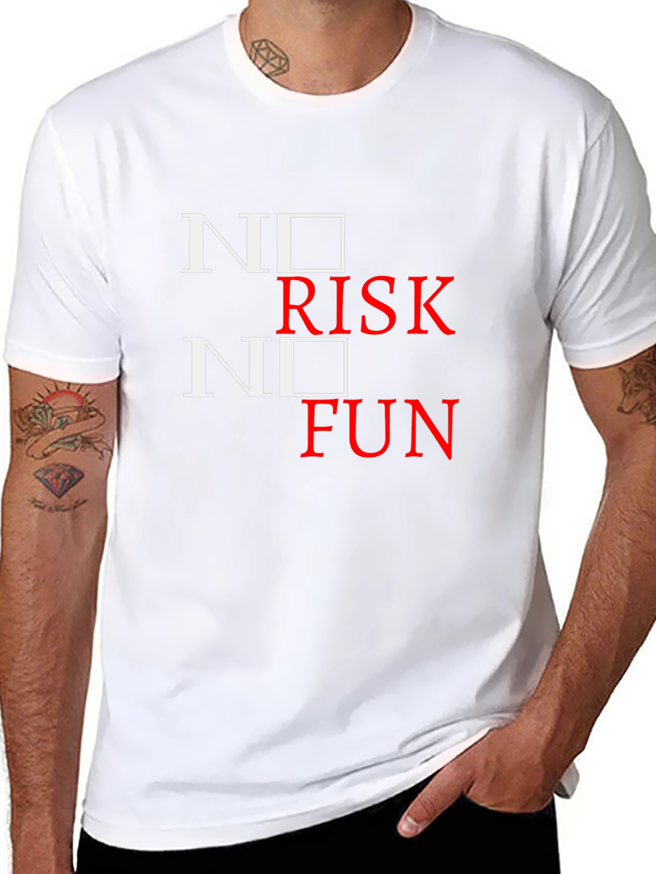 Black No Risk No Fun Graphic Tee - Black view 8