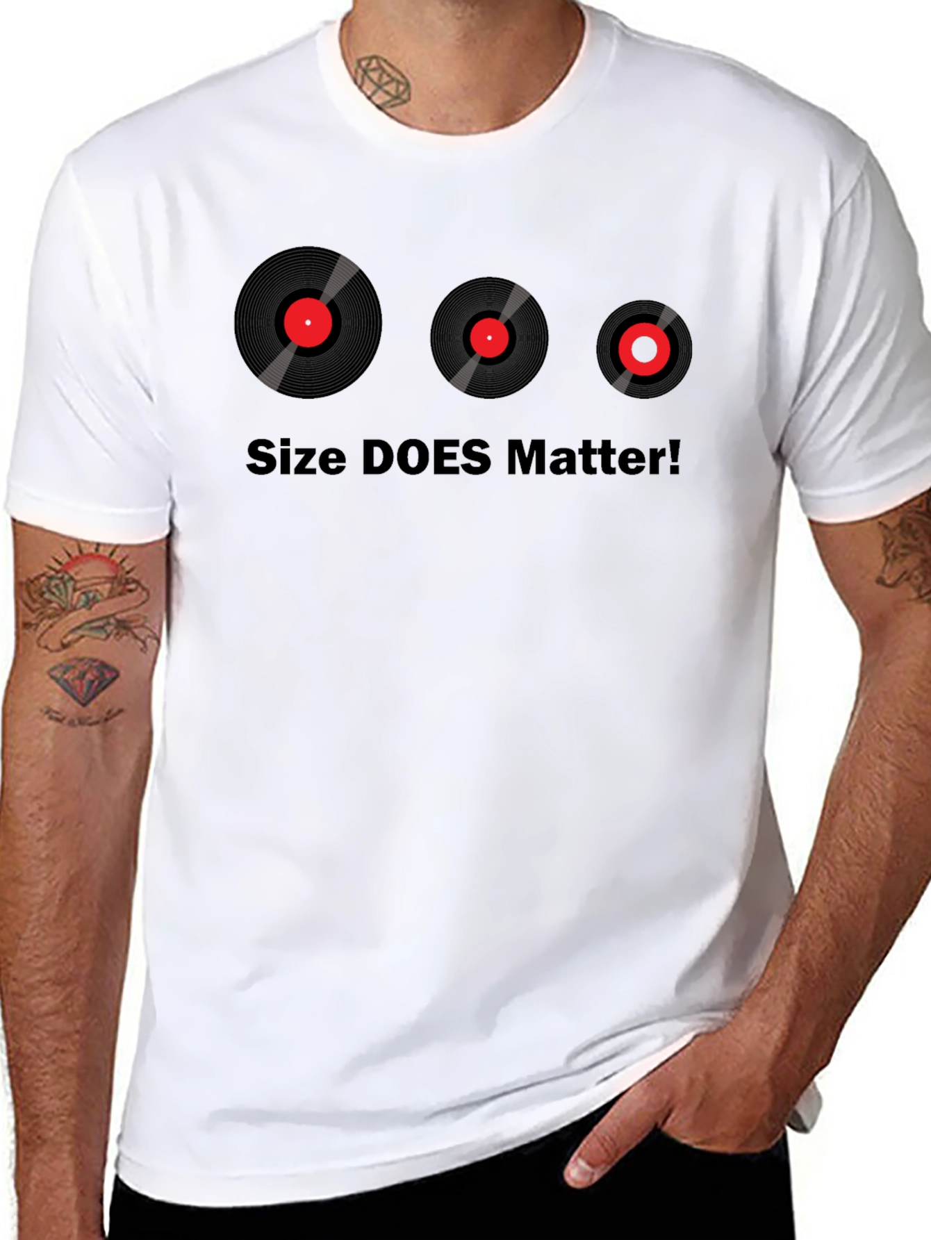 Black Size DOES Matter T-Shirt - Vinyl Record Design view 8