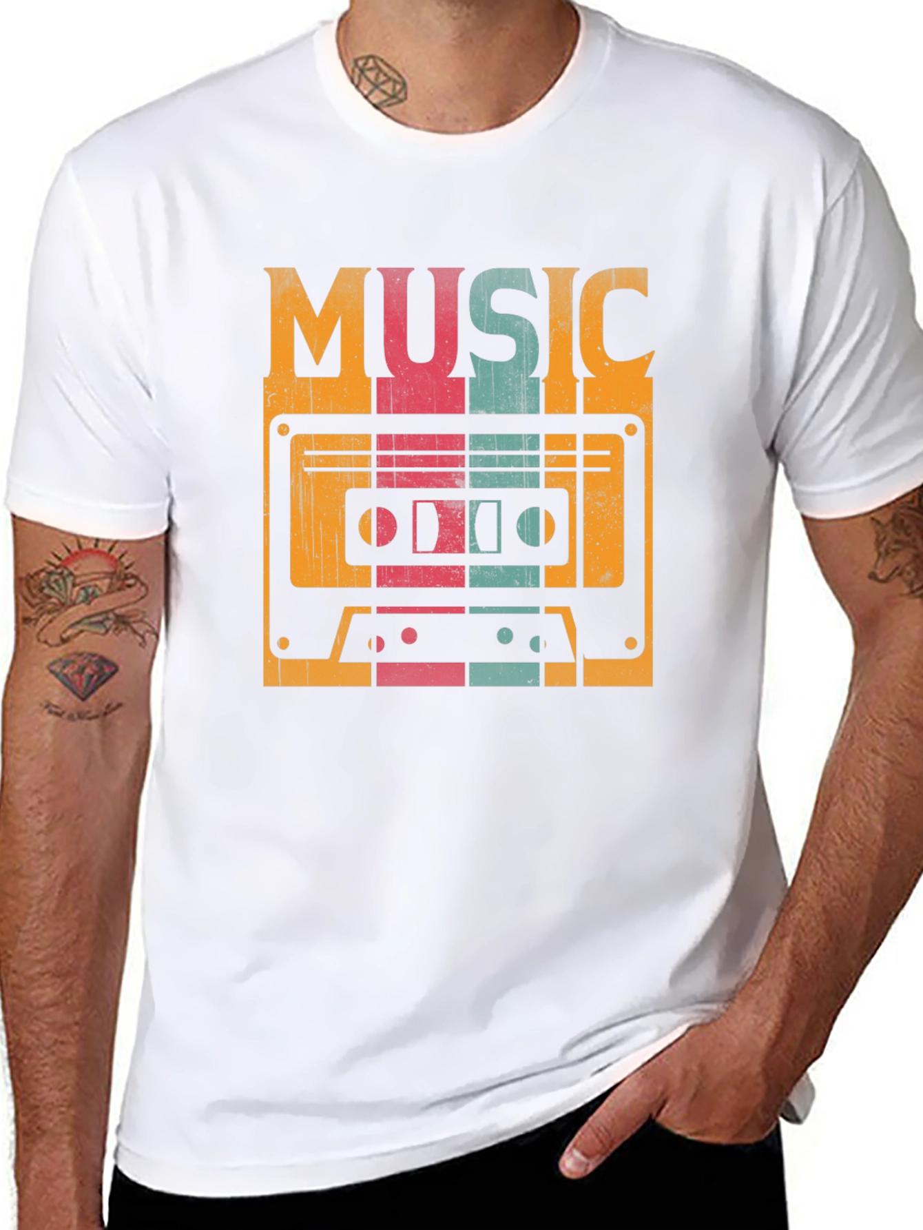 Black Retro Music Cassette Graphic Tee - Vintage Style Shirt view 8