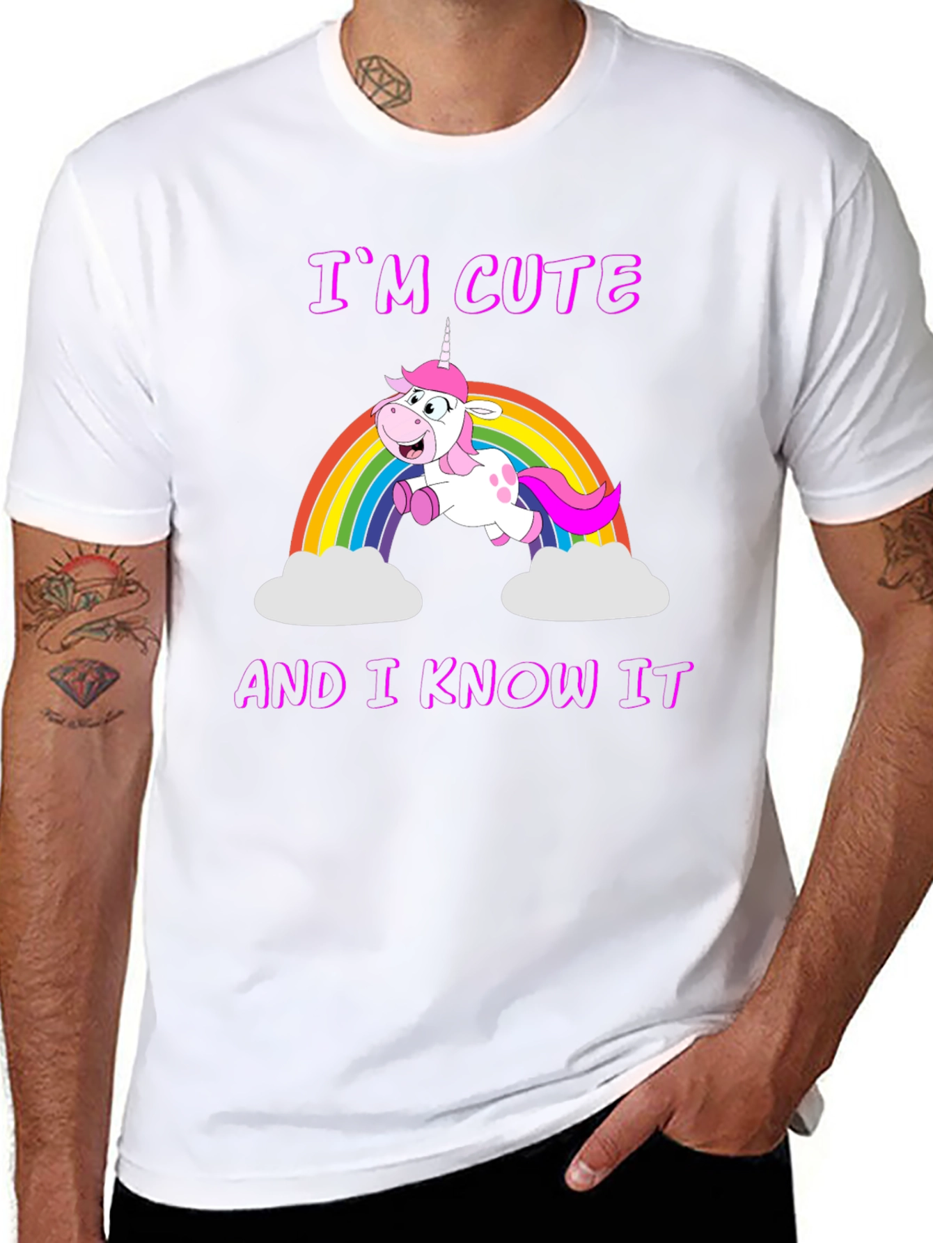 Black Cute Unicorn Rainbow Graphic T-Shirt view 8