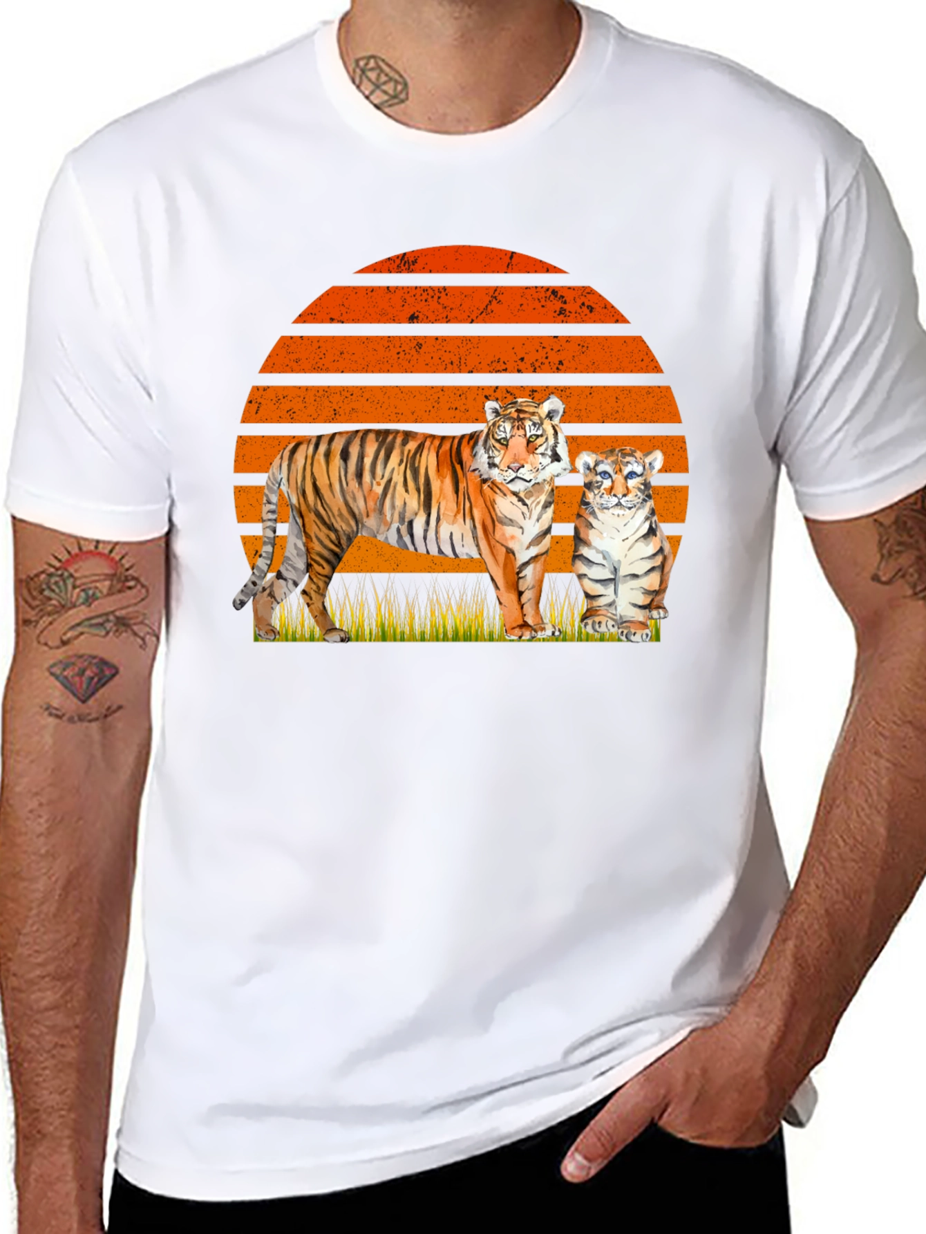 Black Tiger & Cub Sunset Graphic Tee view 8