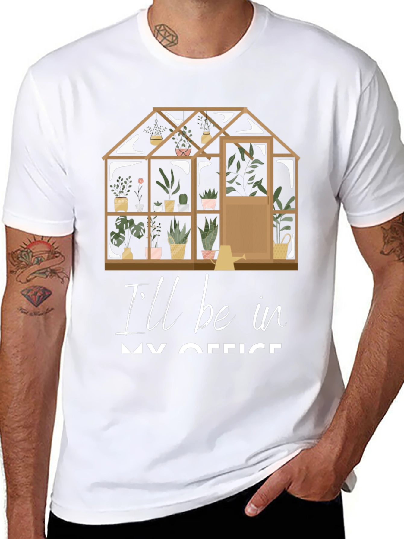Black Gardener's Office T-Shirt: Greenhouse Design view 8