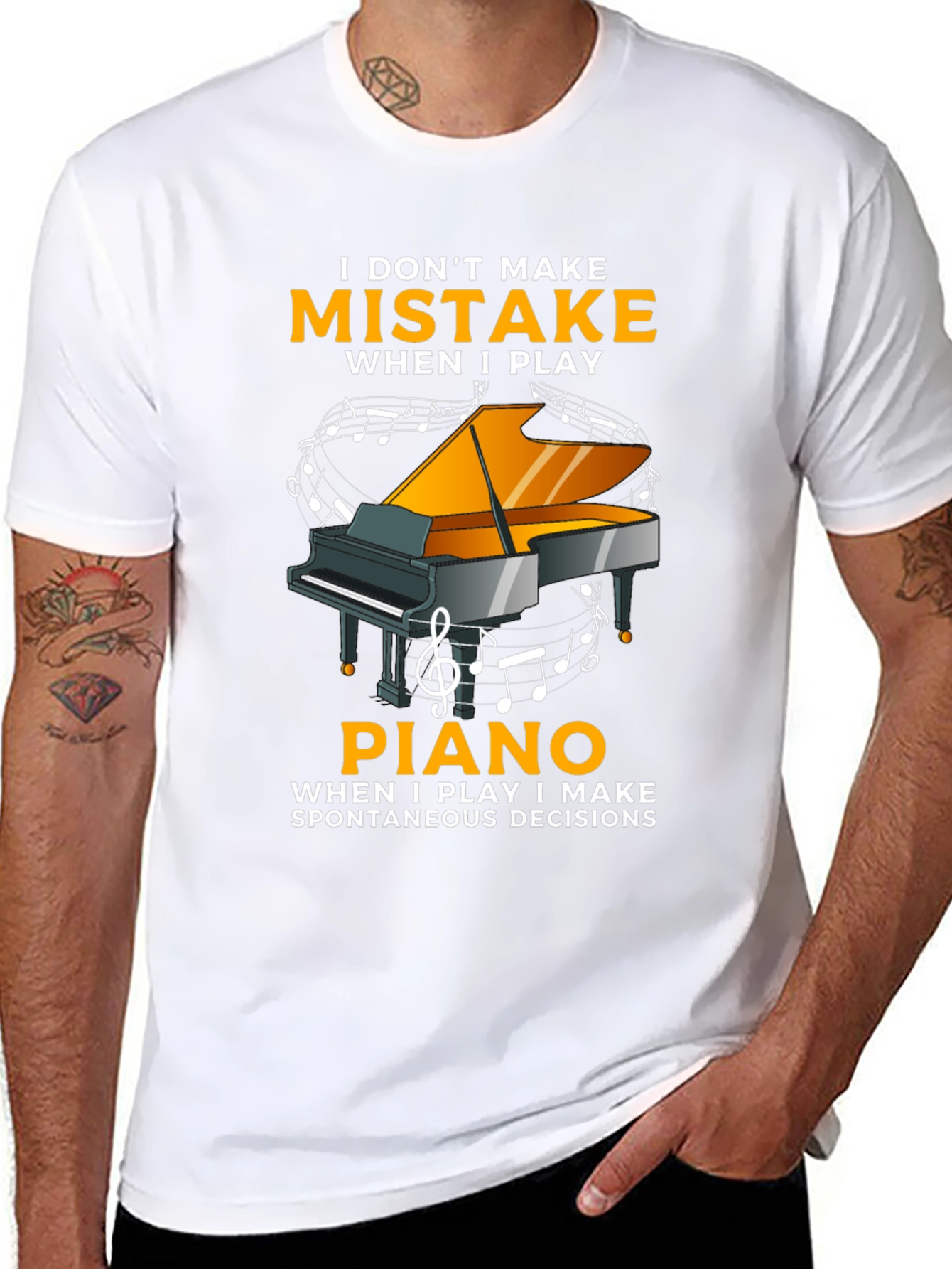 Black I Don't Make Mistakes When I Play Piano T-Shirt view 8