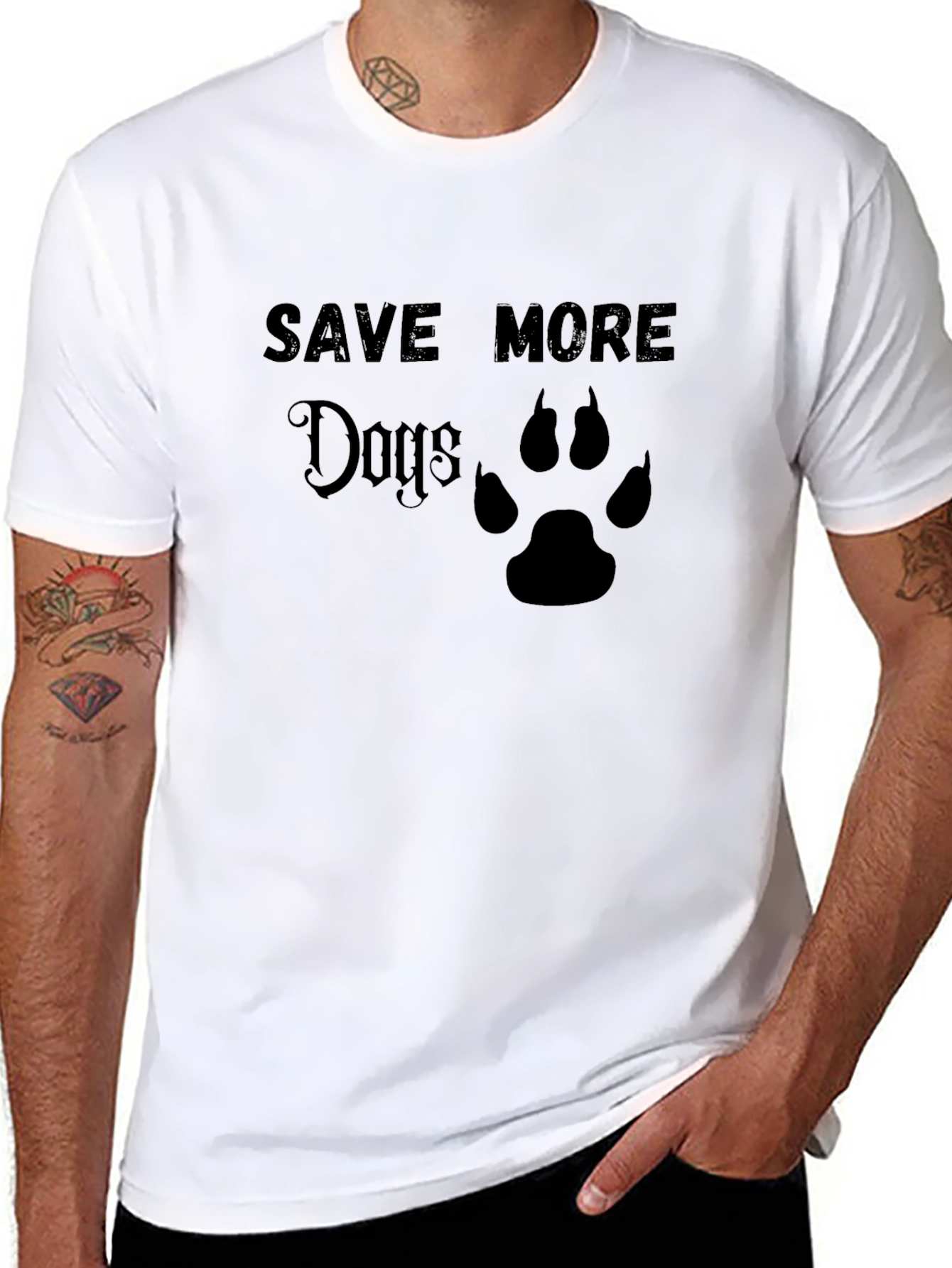 Save More Dogs T-Shirt - Paw Print Design - 8