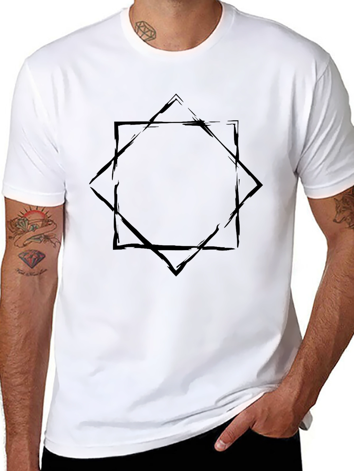 Black Geometric Black T-Shirt view 8