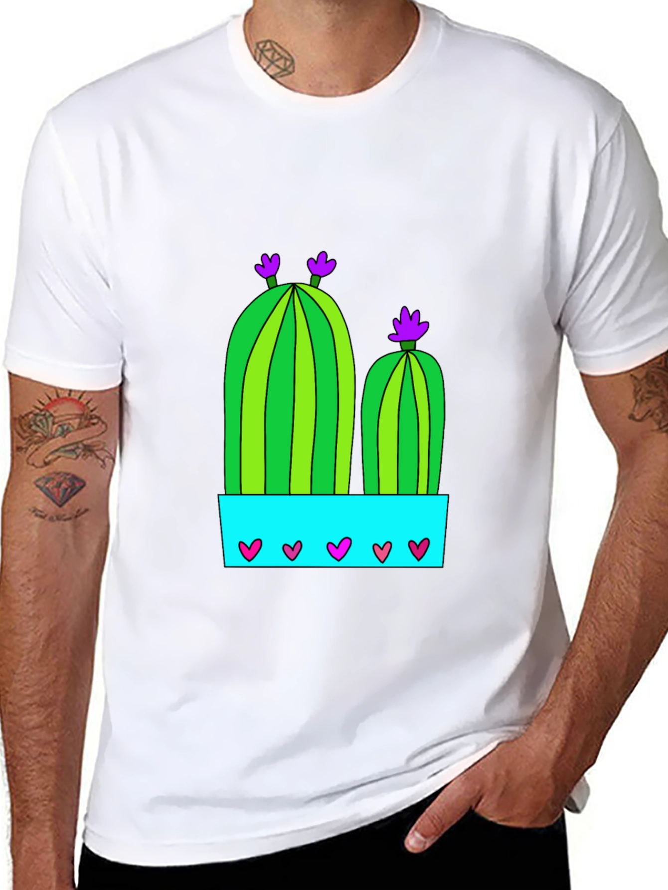 Black Cactus in Pot Graphic Tee - Black view 8