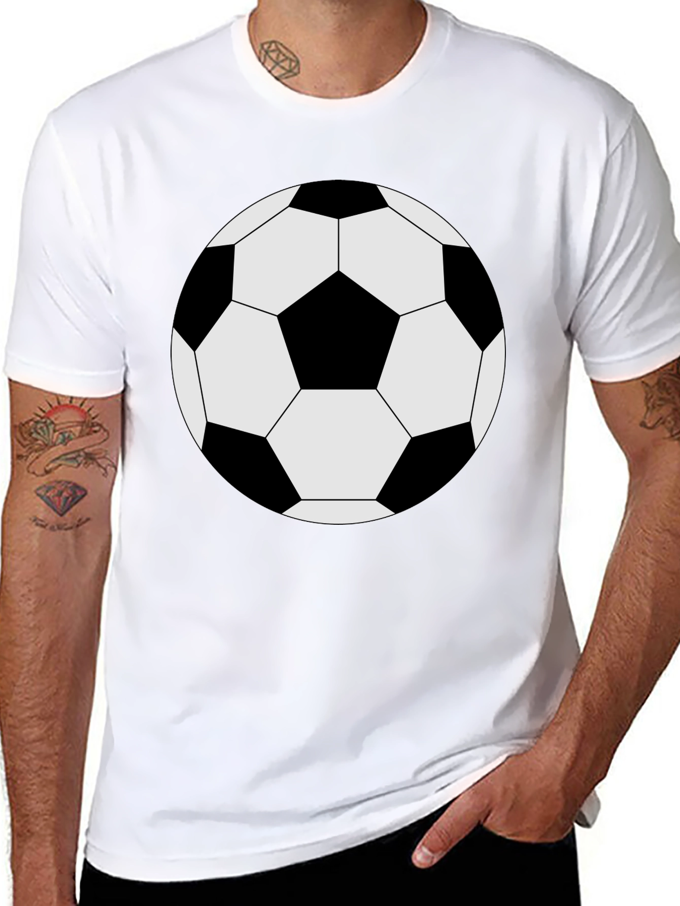 Black Soccer Ball Graphic Tee - Black Cotton T-Shirt view 8