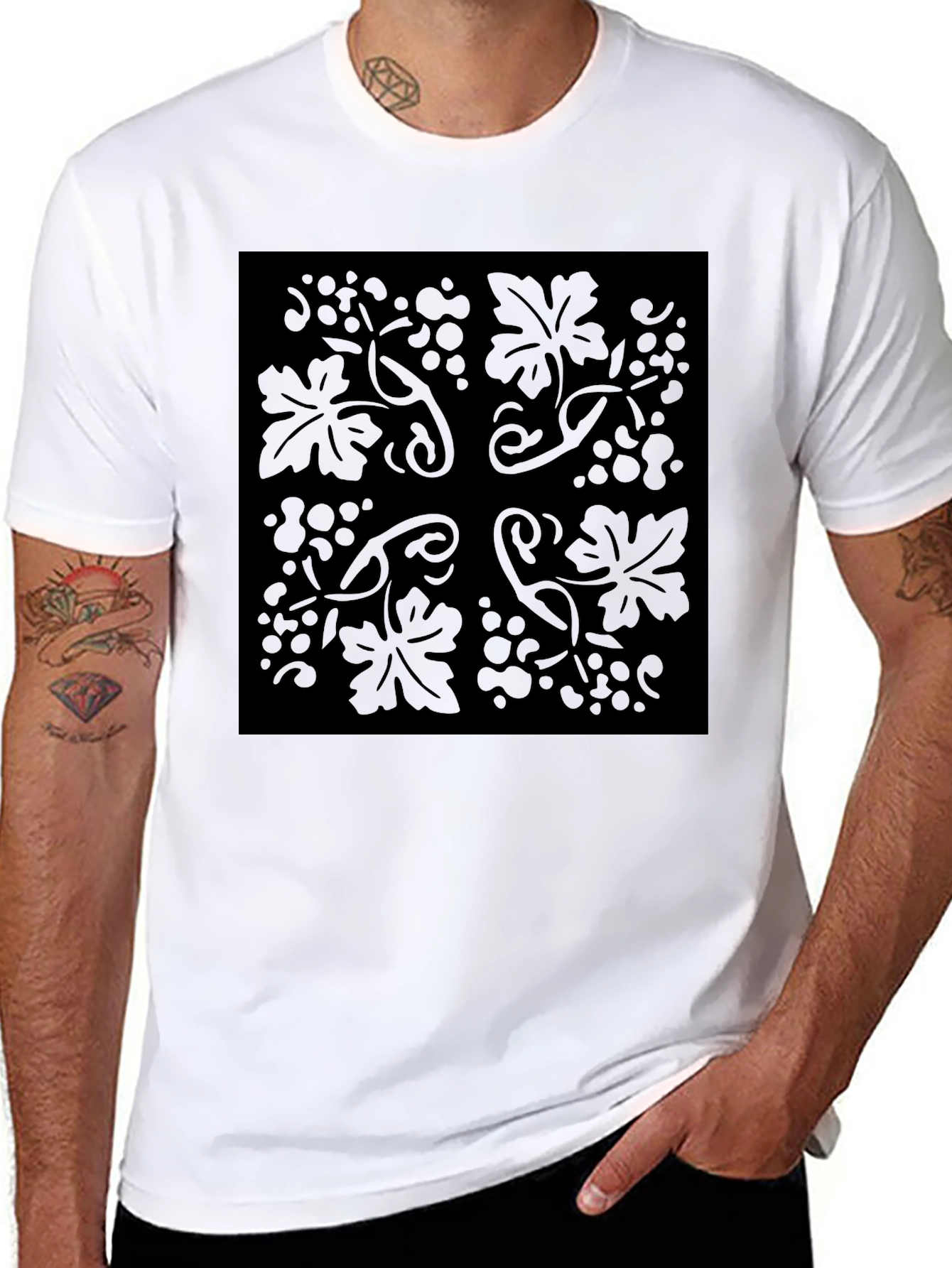 Black Black Floral Vine Graphic Tee view 8