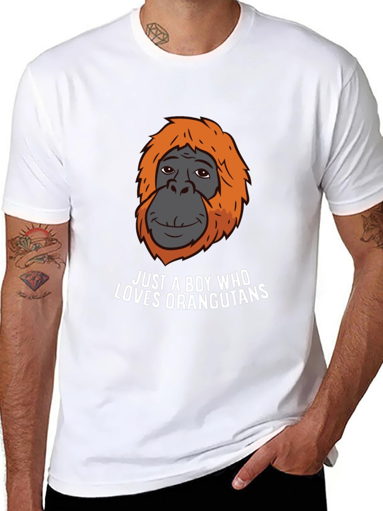 Black Boy Who Loves Orangutans T-Shirt view 8