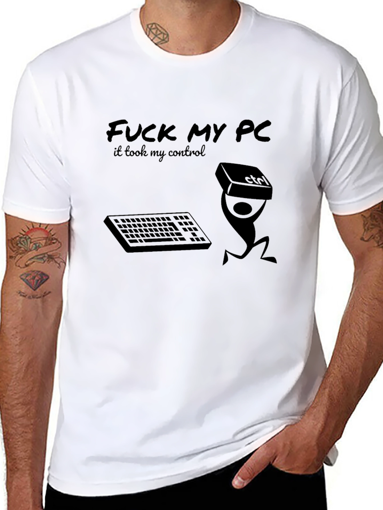 Black Funny PC Gamer T-Shirt - Control Freak Design view 8
