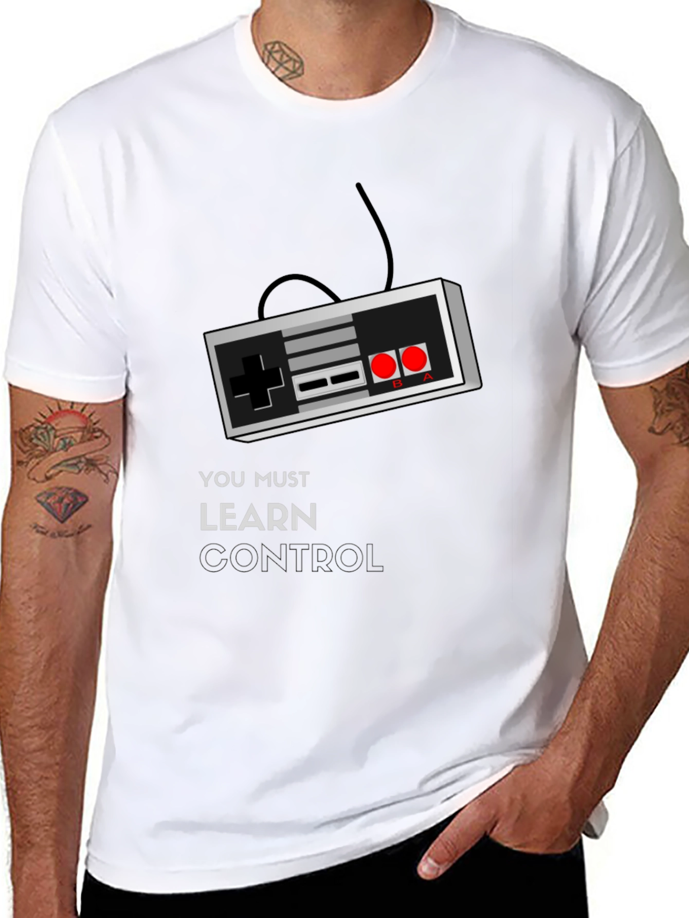 Black Retro Gamer T-Shirt - Learn Control view 8