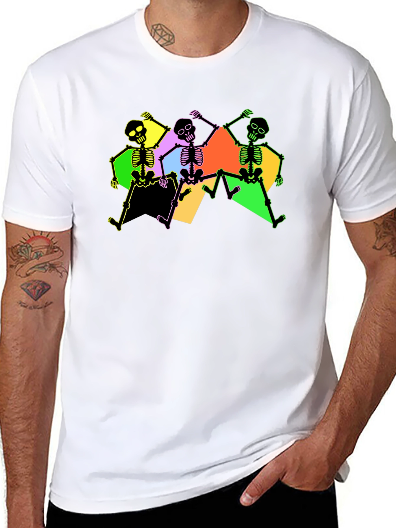 Dancing Skeletons Graphic Tee - Black - 8