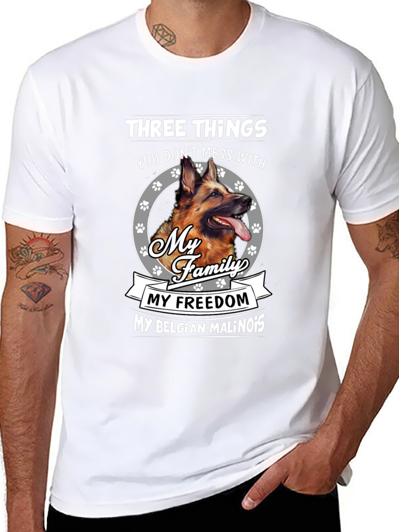 Black Belgian Malinois Dog Lover T-Shirt view 8