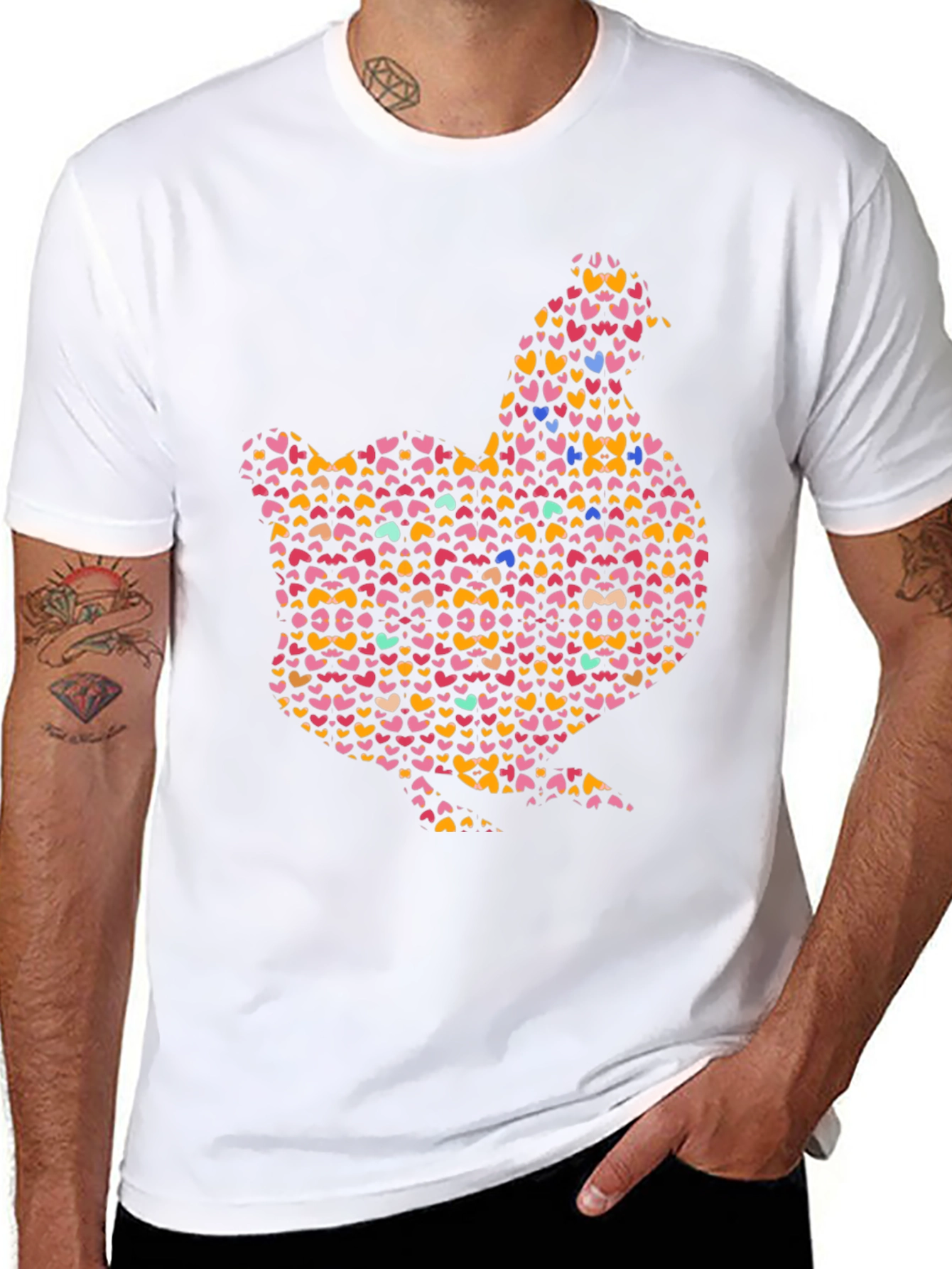 Black Heart Chicken Graphic Black T-Shirt view 8