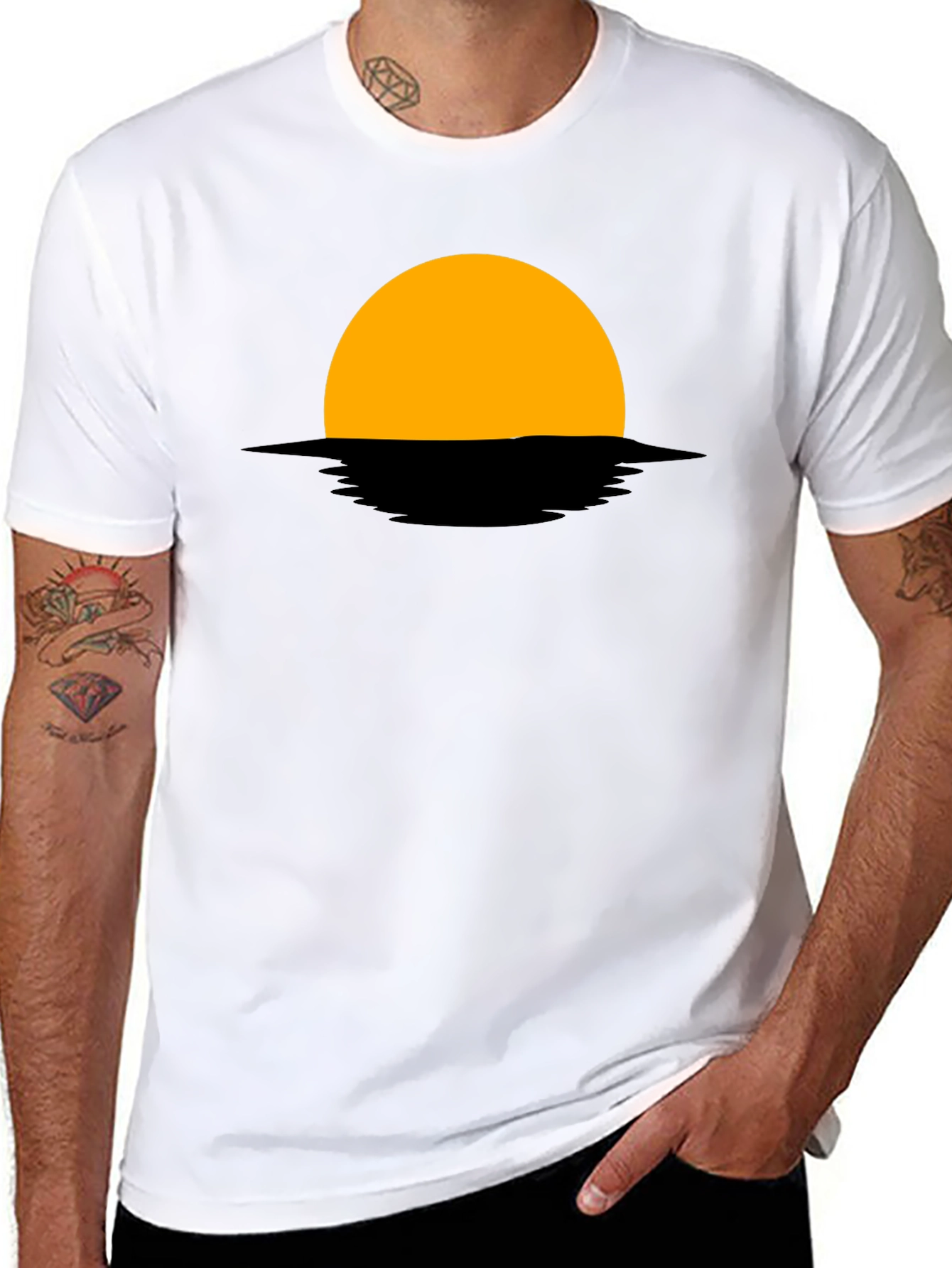 Black Sunset Graphic Tee - Modern Minimalist Design view 8