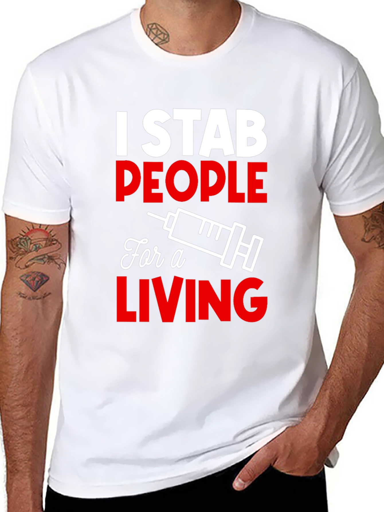 Black I Stab People For a Living T-Shirt - Funny Nurse Tee view 8