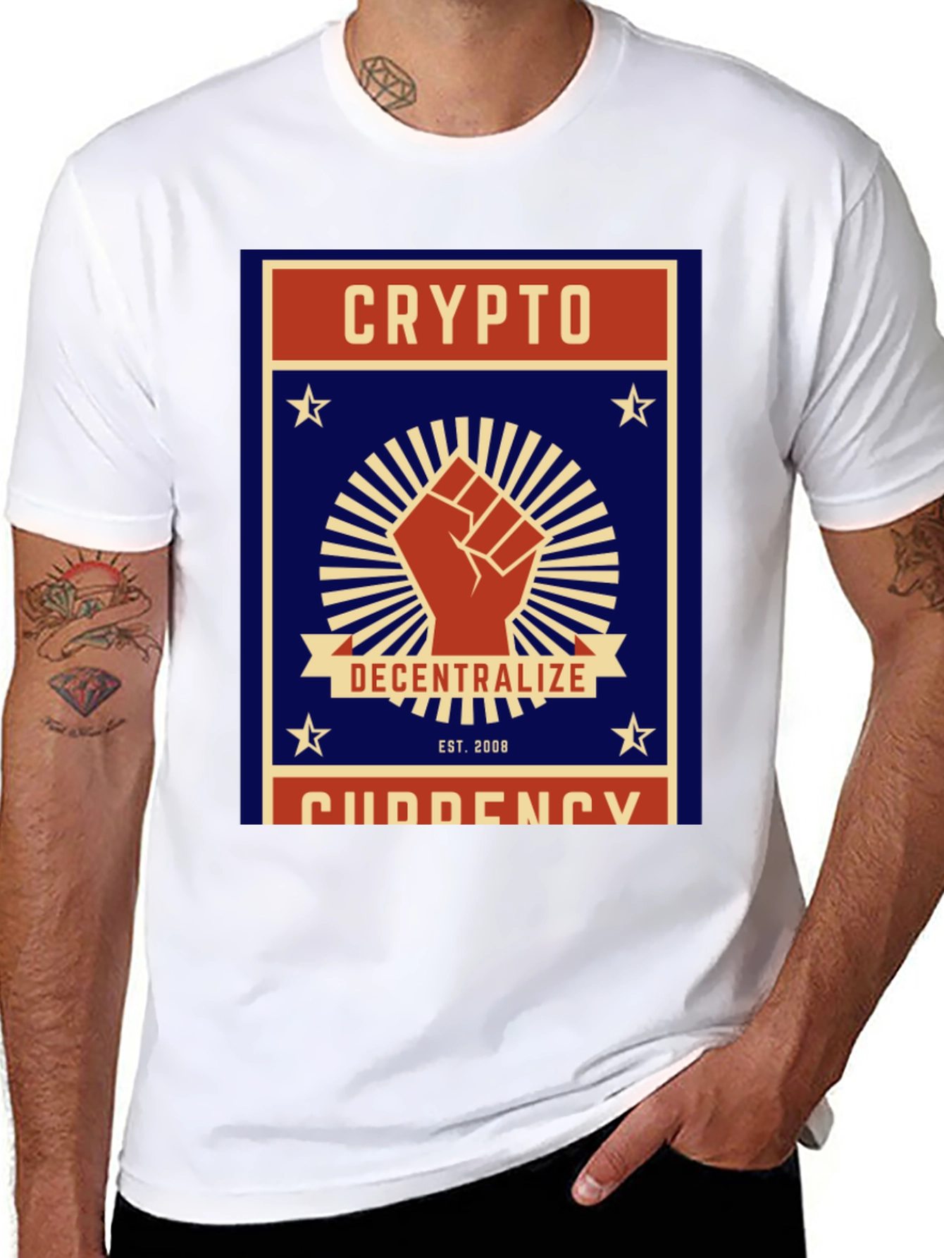 Black Crypto Decentralize T-Shirt - Black Cotton Graphic Tee view 8