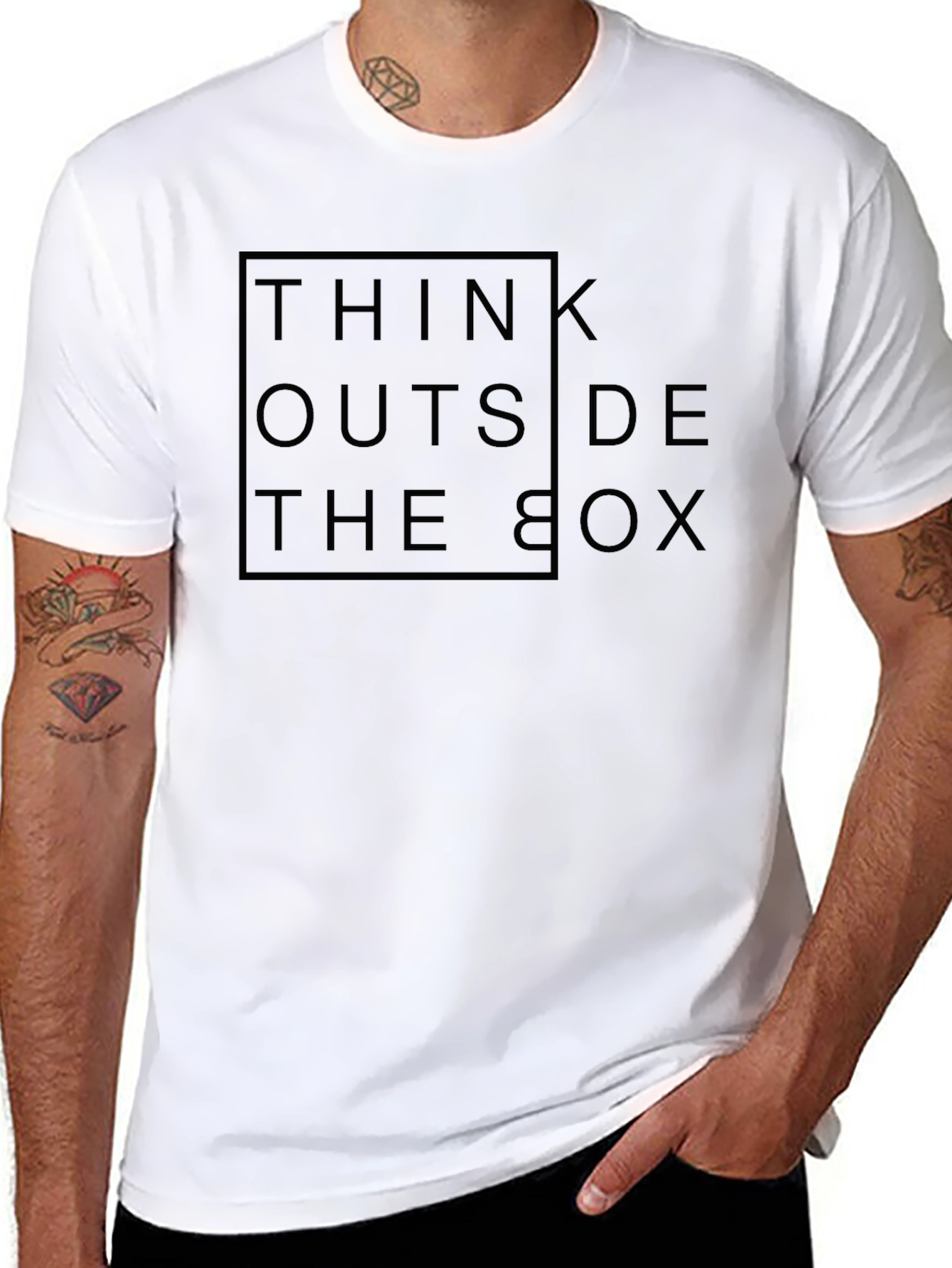 Black Think Outside the Box Graphic Tee - Modern Design view 8
