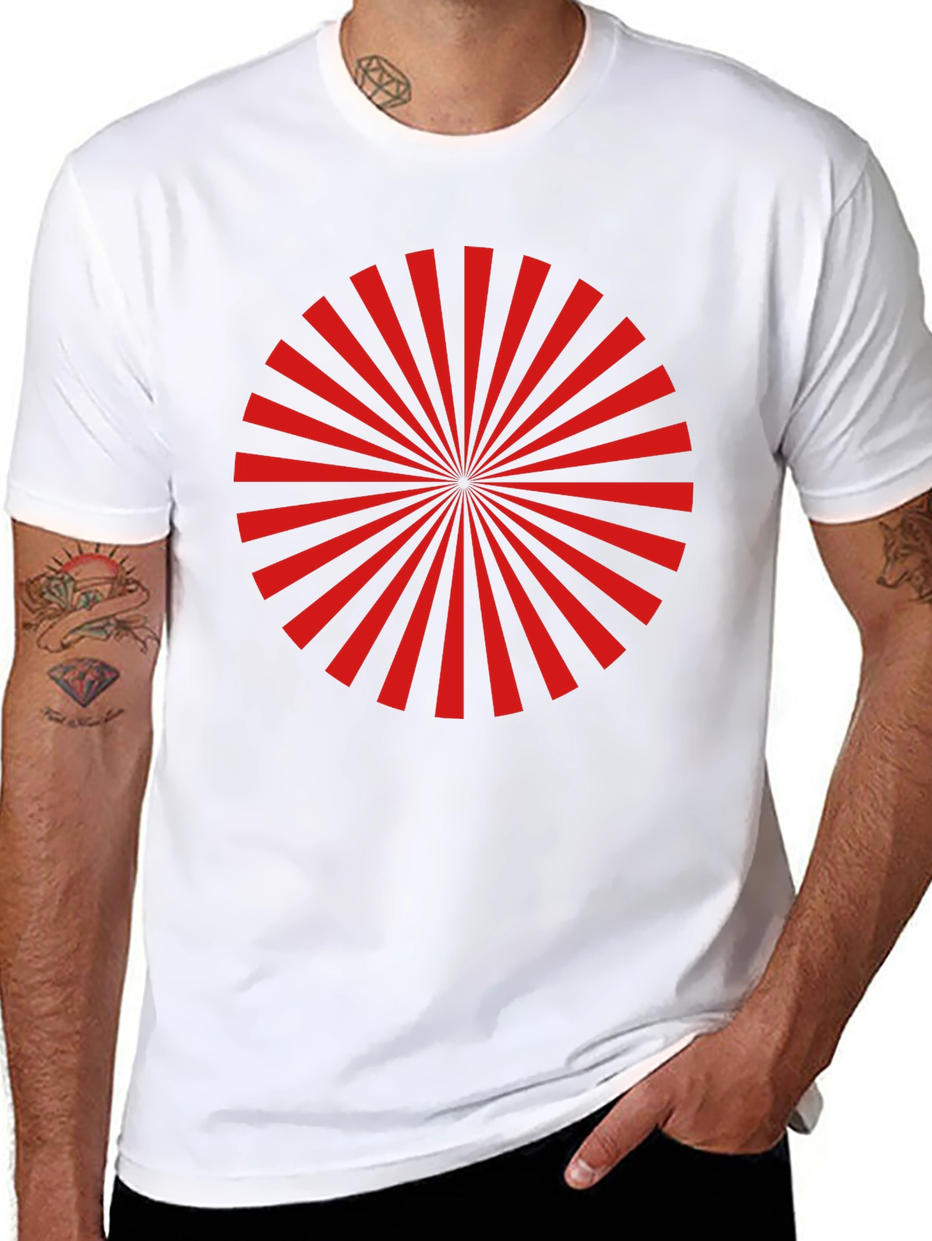 Black Red Radial Burst Graphic Tee - Black view 8