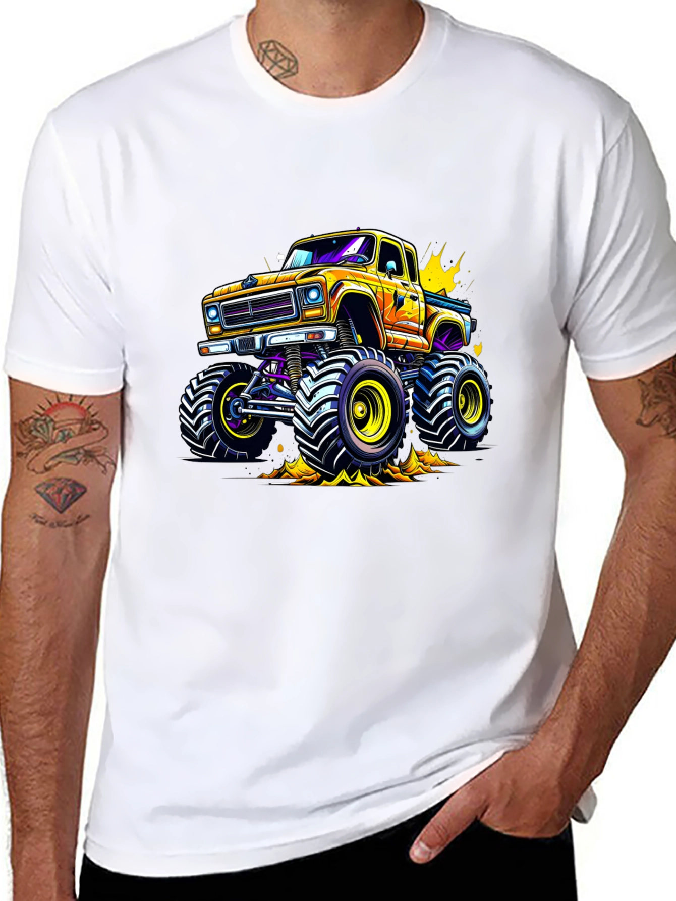 Black Monster Truck Graphic T-Shirt - Bold Cartoon Design view 8