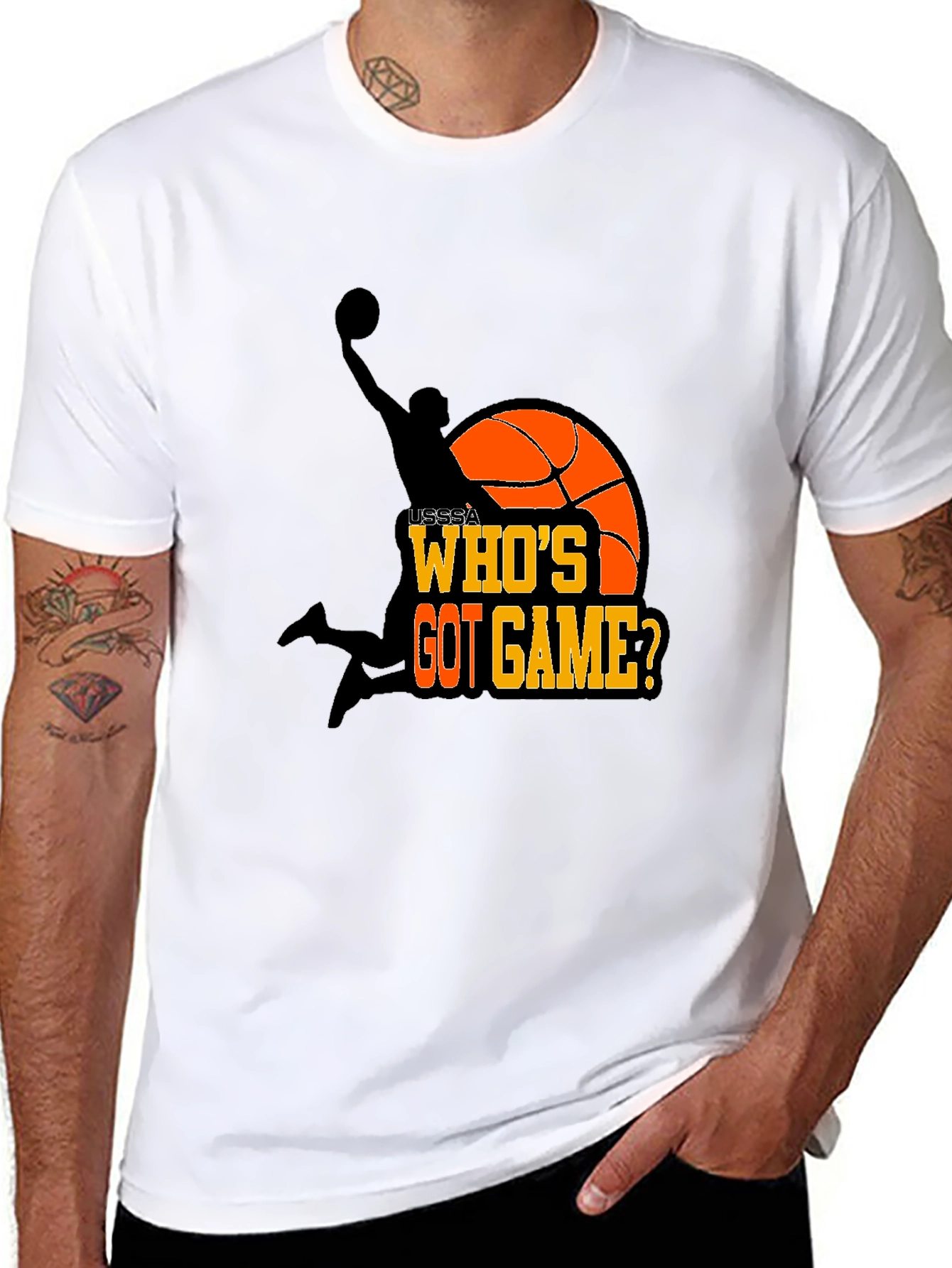 Black Who's Got Game? Basketball T-Shirt view 8