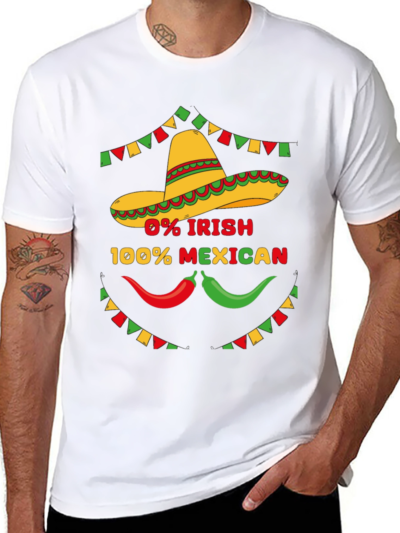 Funny 0% Irish 100% Mexican Graphic Tee - 8