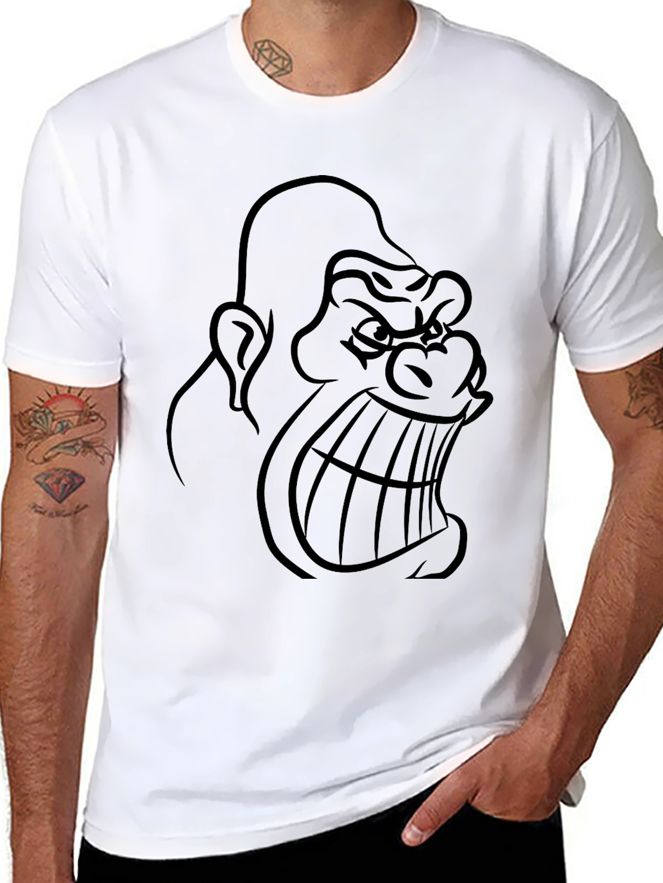 Black Men's Black Gorilla Graphic T-Shirt view 8