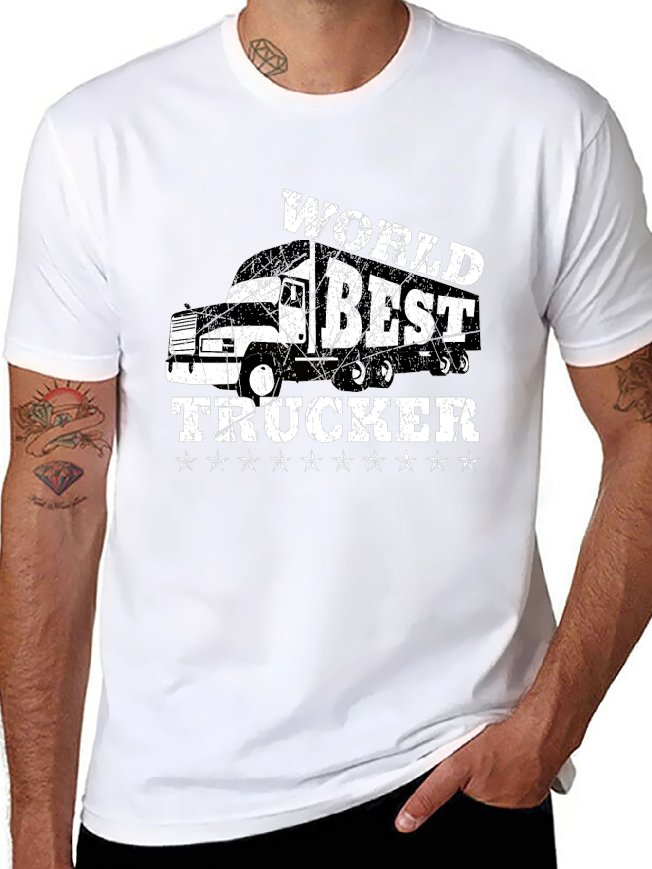 Black World's Best Trucker T-Shirt - Black Cotton Tee view 8
