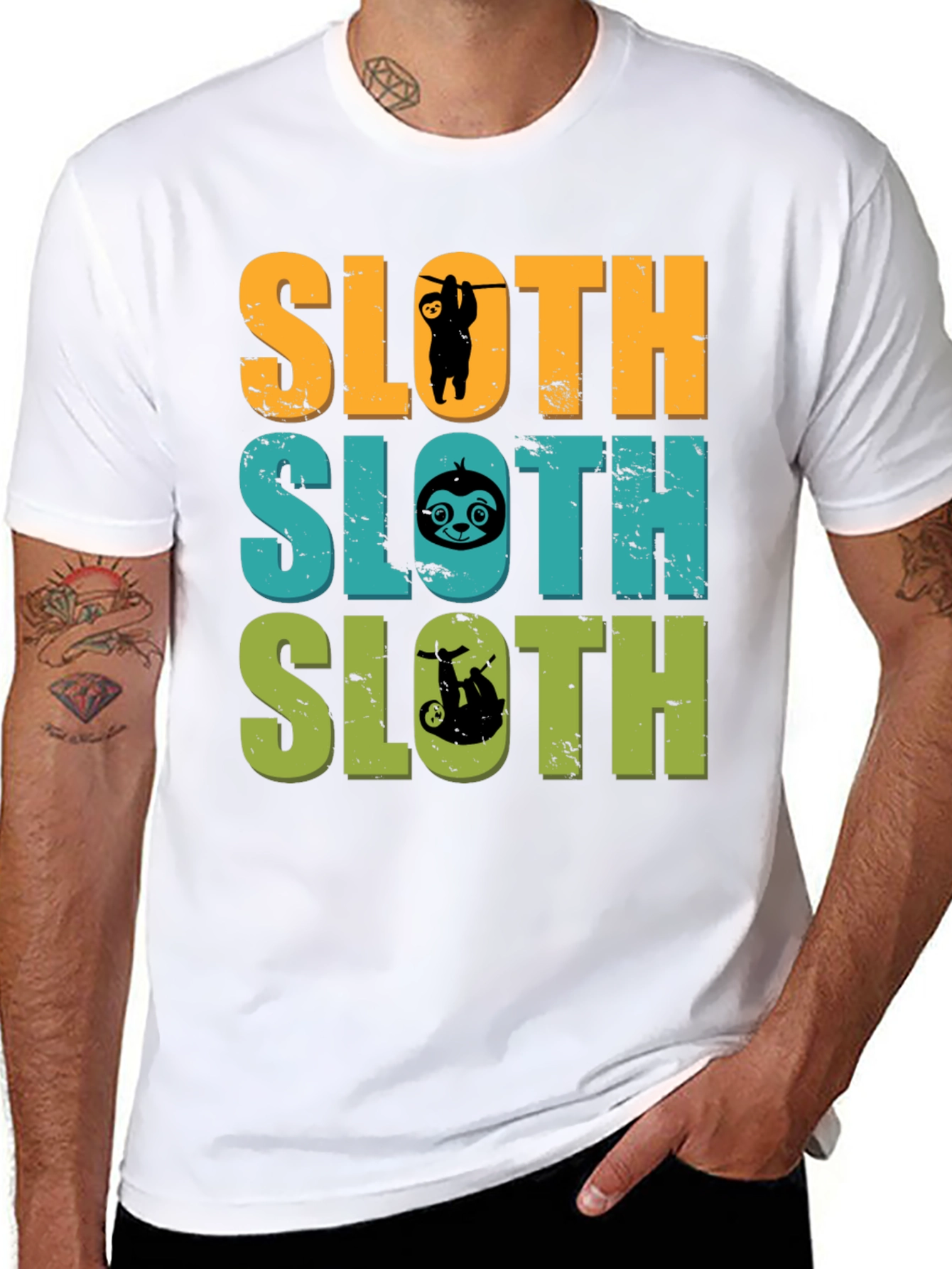 Black Sloth Lover T-Shirt Funny Animal Tee Men's view 8