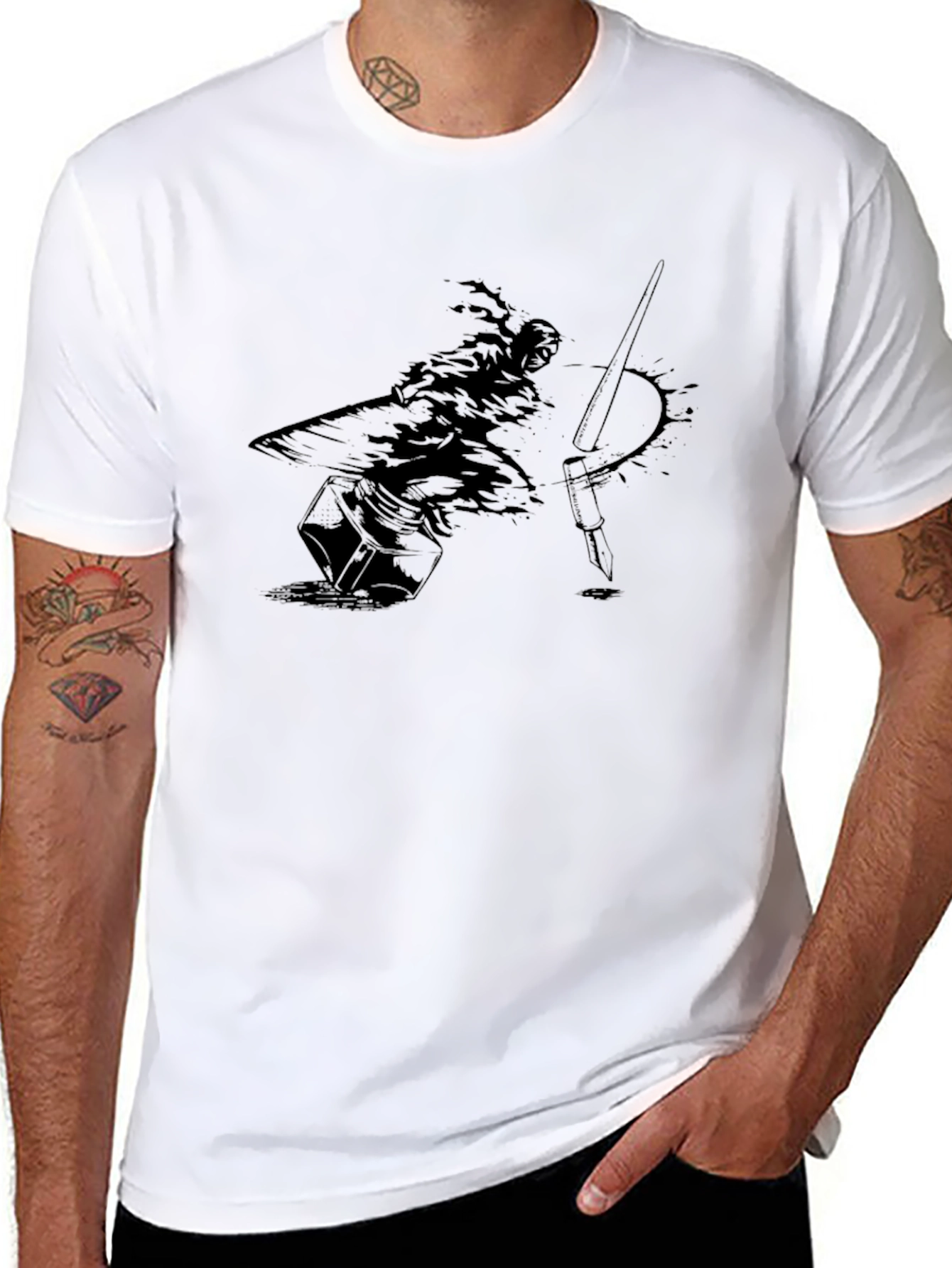 Black Ink Artist Graphic T-Shirt - Black Cotton Tee view 8
