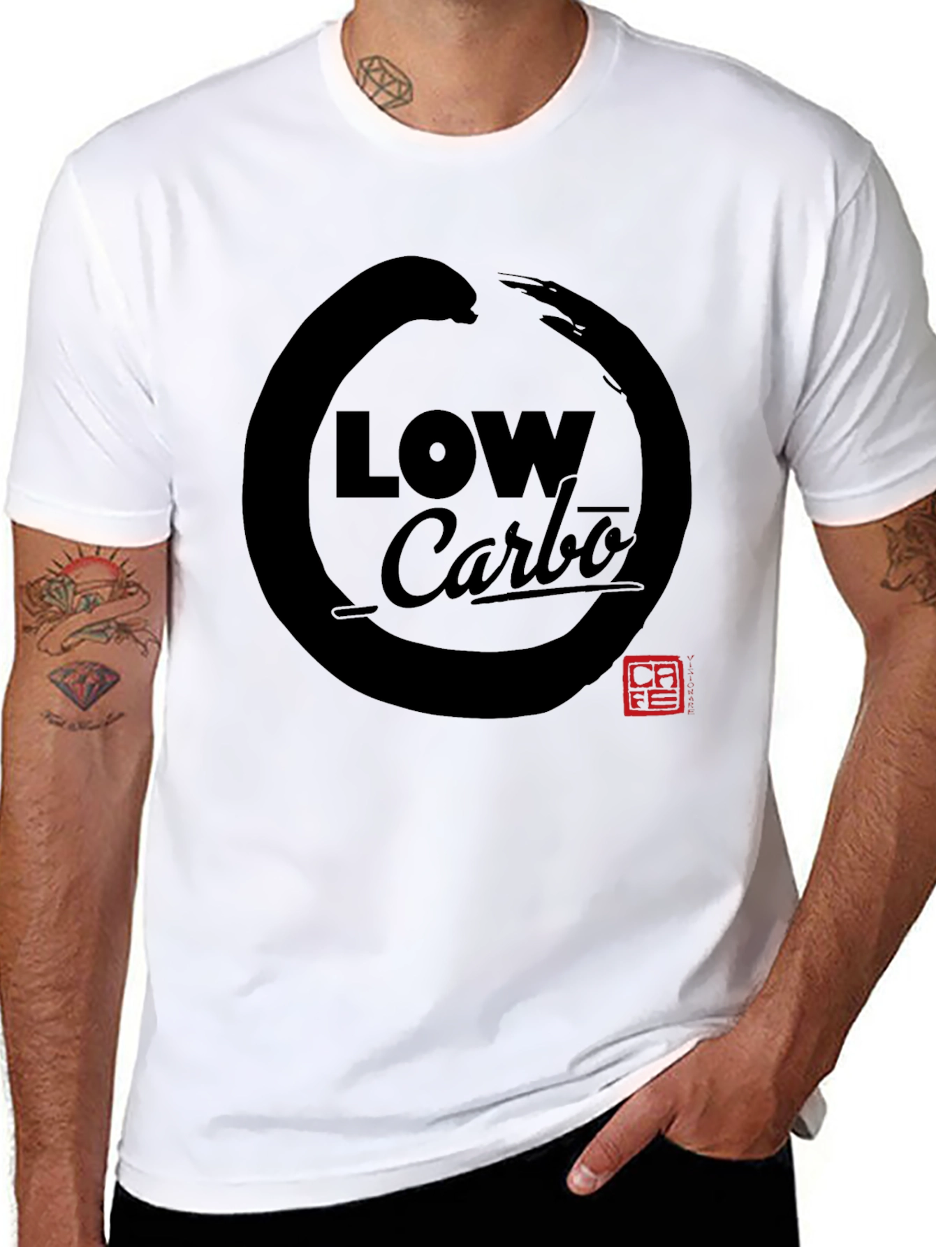 Black Low Carbo Graphic Tee - Zen Circle Design view 8