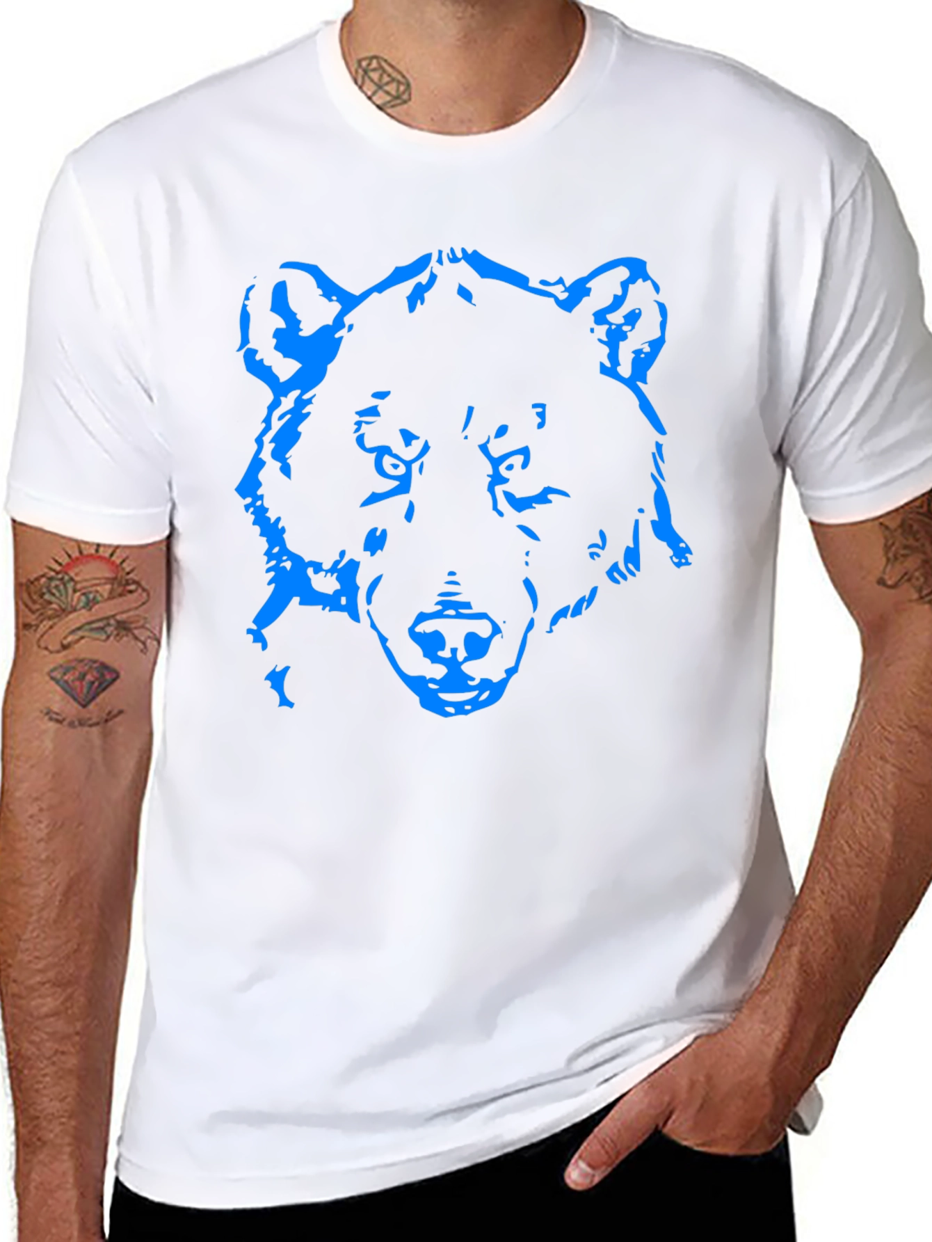Black Bold Bear Graphic Tee - Men's Black Crew Neck Shirt view 8