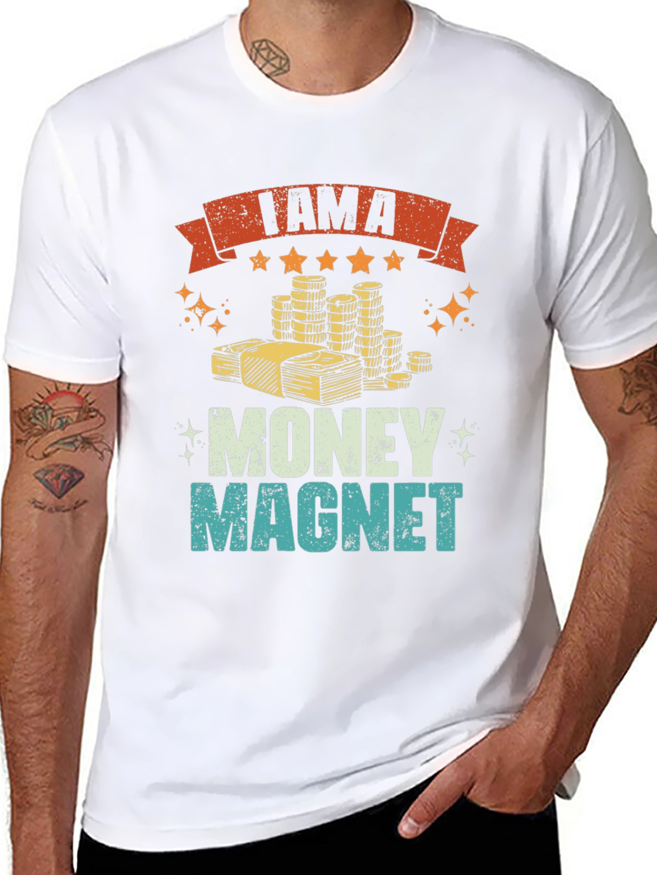 Black I am a Money Magnet Graphic Tee view 8