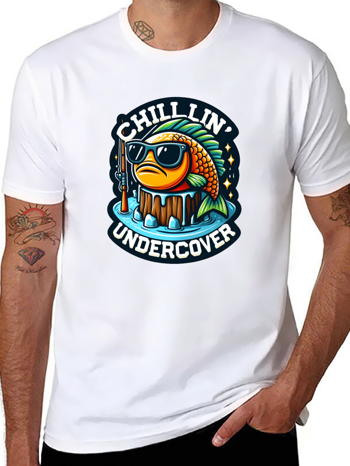 Black Chillin' Undercover Fish Graphic Tee view 8