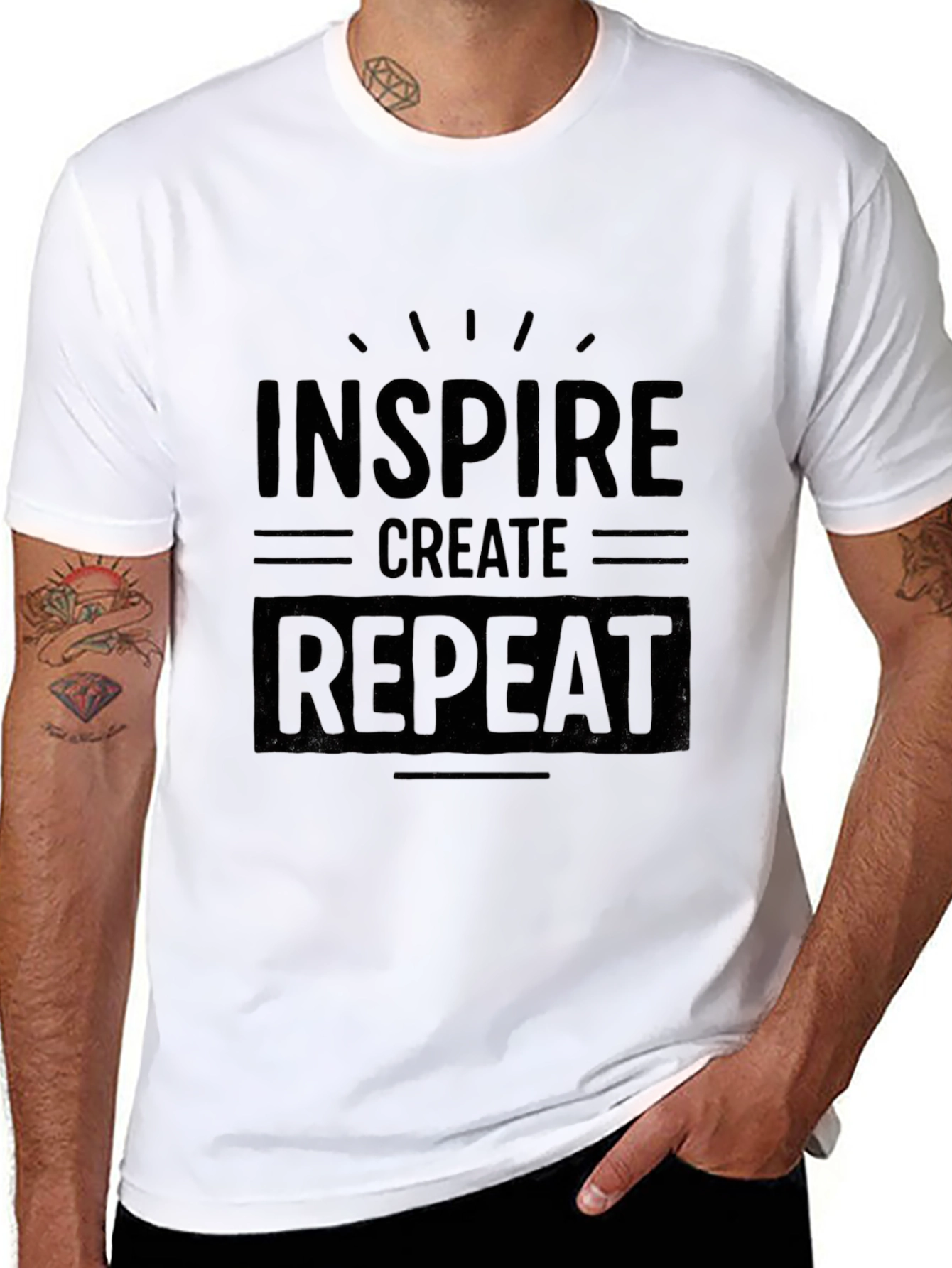 Black Inspire Create Repeat Graphic T-Shirt - Black view 8