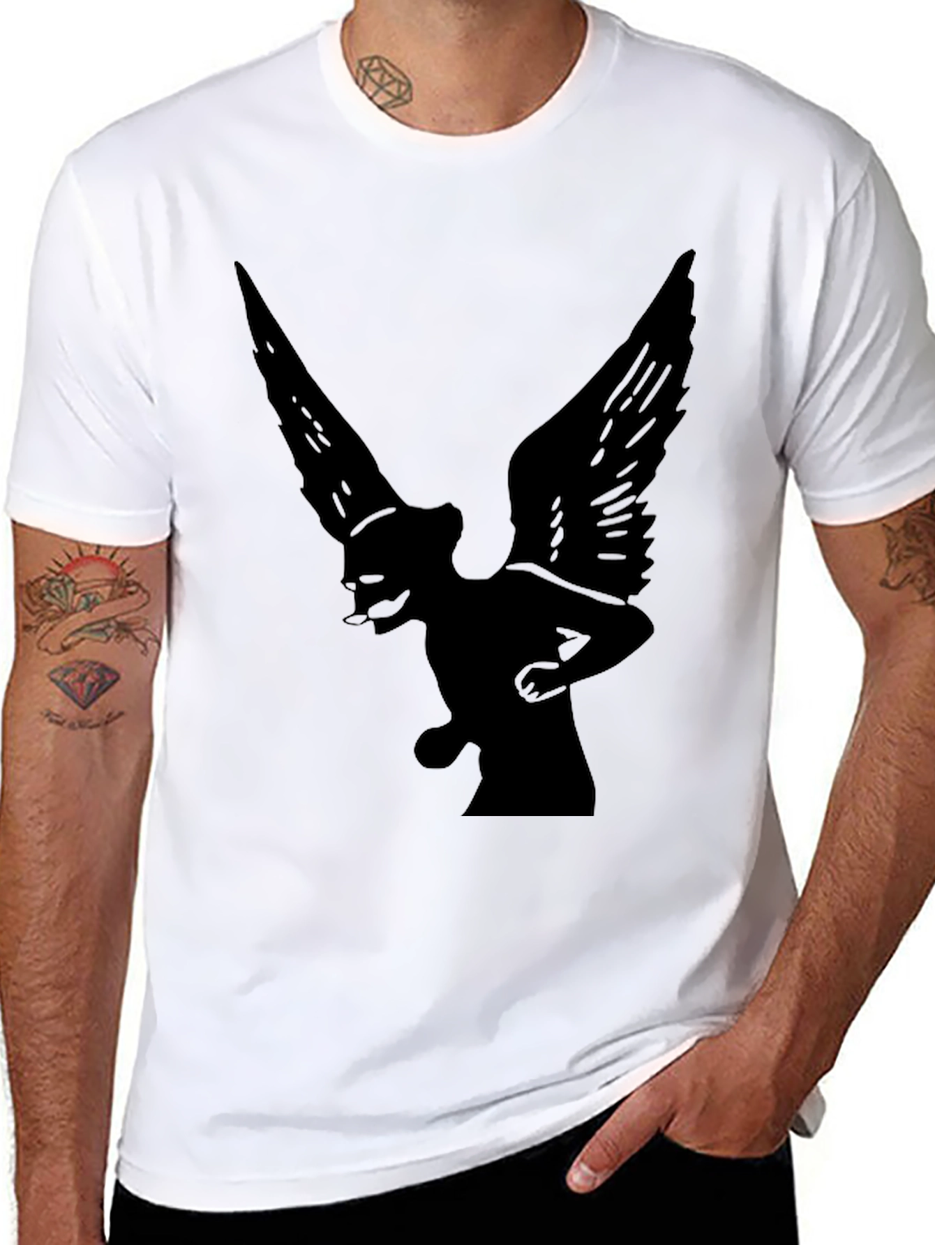 Black Angel Winged T-Shirt - Black Graphic Tee view 8