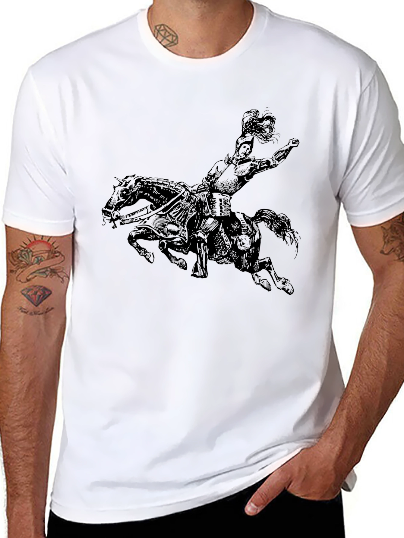 Black Equestrian Knight Graphic Tee - Black view 8